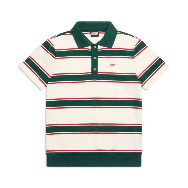STRIPED JERSEY POLO DARK GREEN/ ROUGE RED
