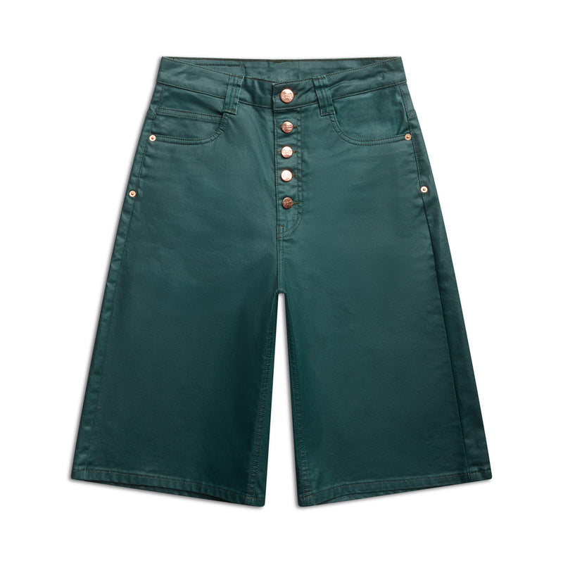 COATED DENIM SHORTS JUNGLE GREEN