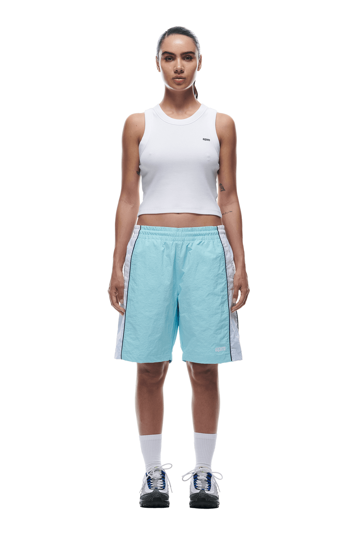 WARM UP NYLON SHORTS LIGHT BLUE