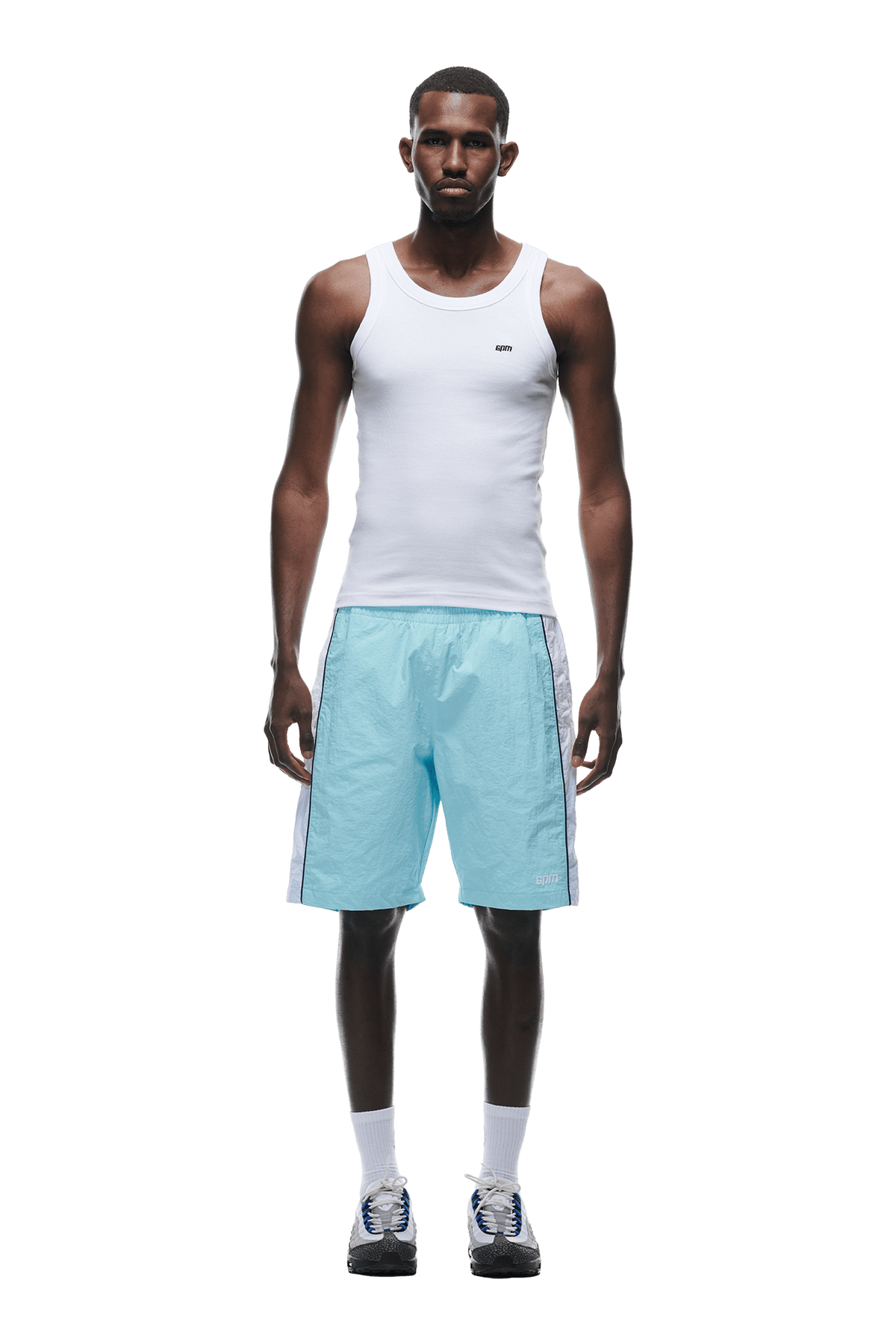 WARM UP NYLON SHORTS LIGHT BLUE