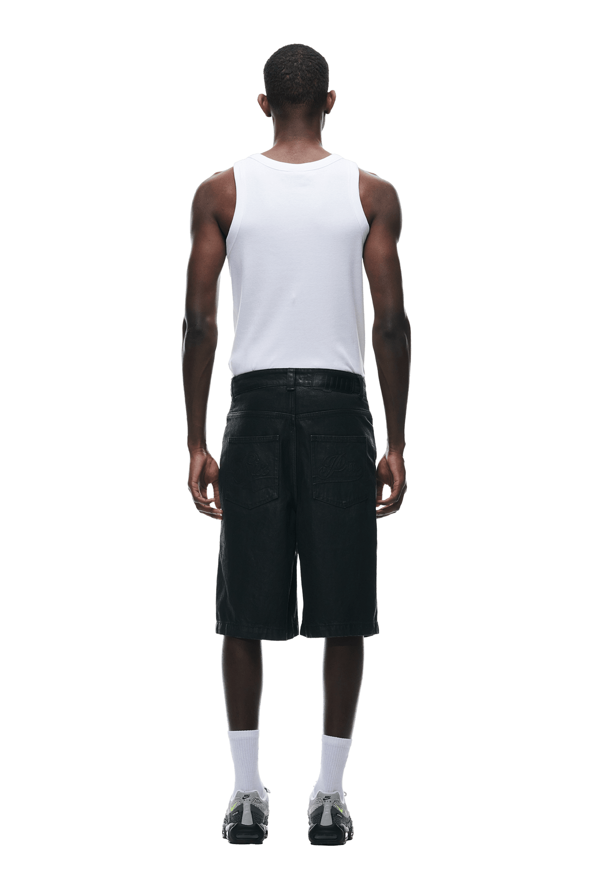 COATED DENIM SHORTS BLACK