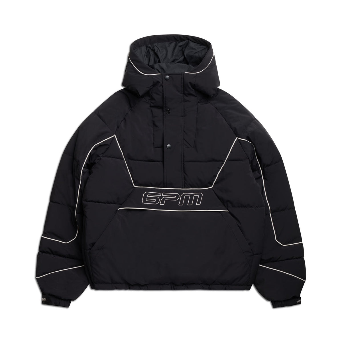 HALF ZIP PULLOVER PUFFER JACKET BLACK