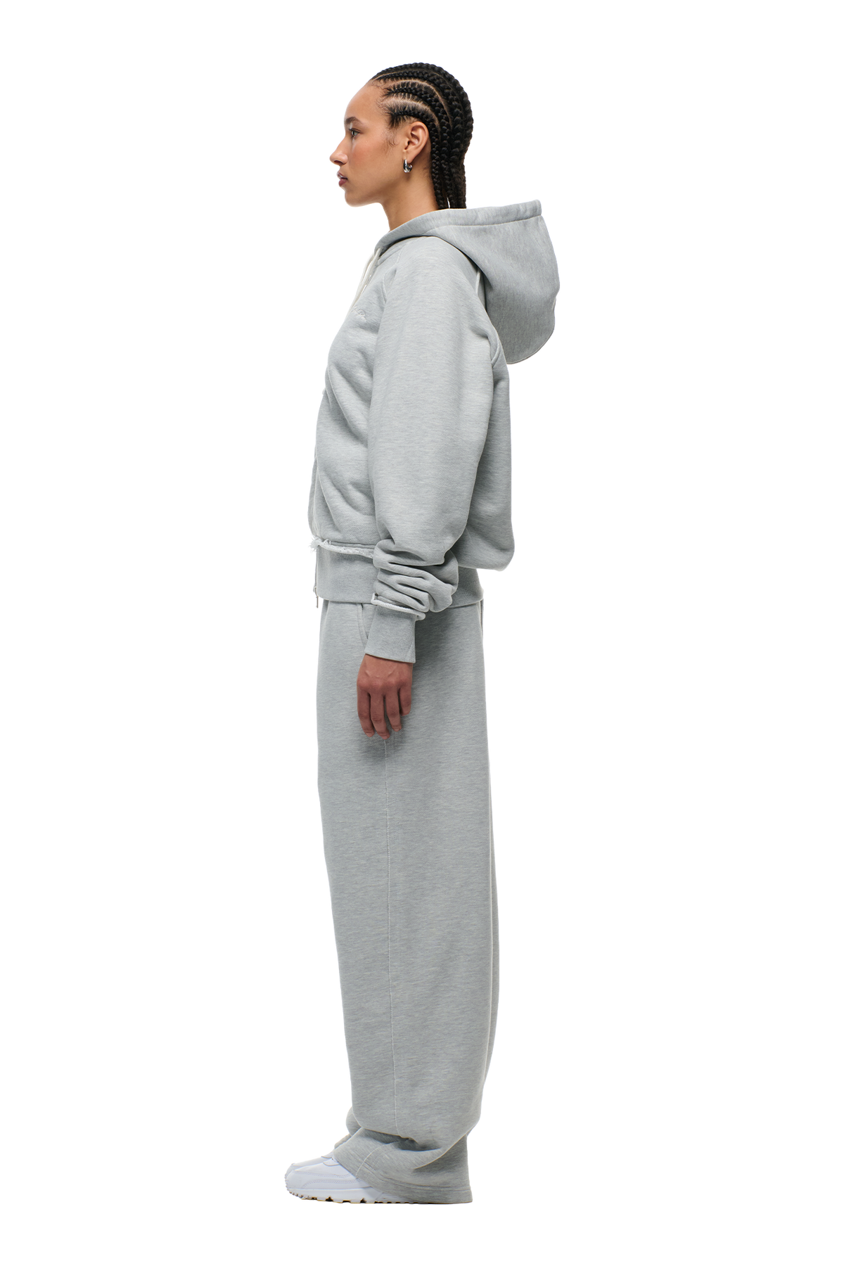 OPEN EDGE ZIP HOODIE GREY MELANGE