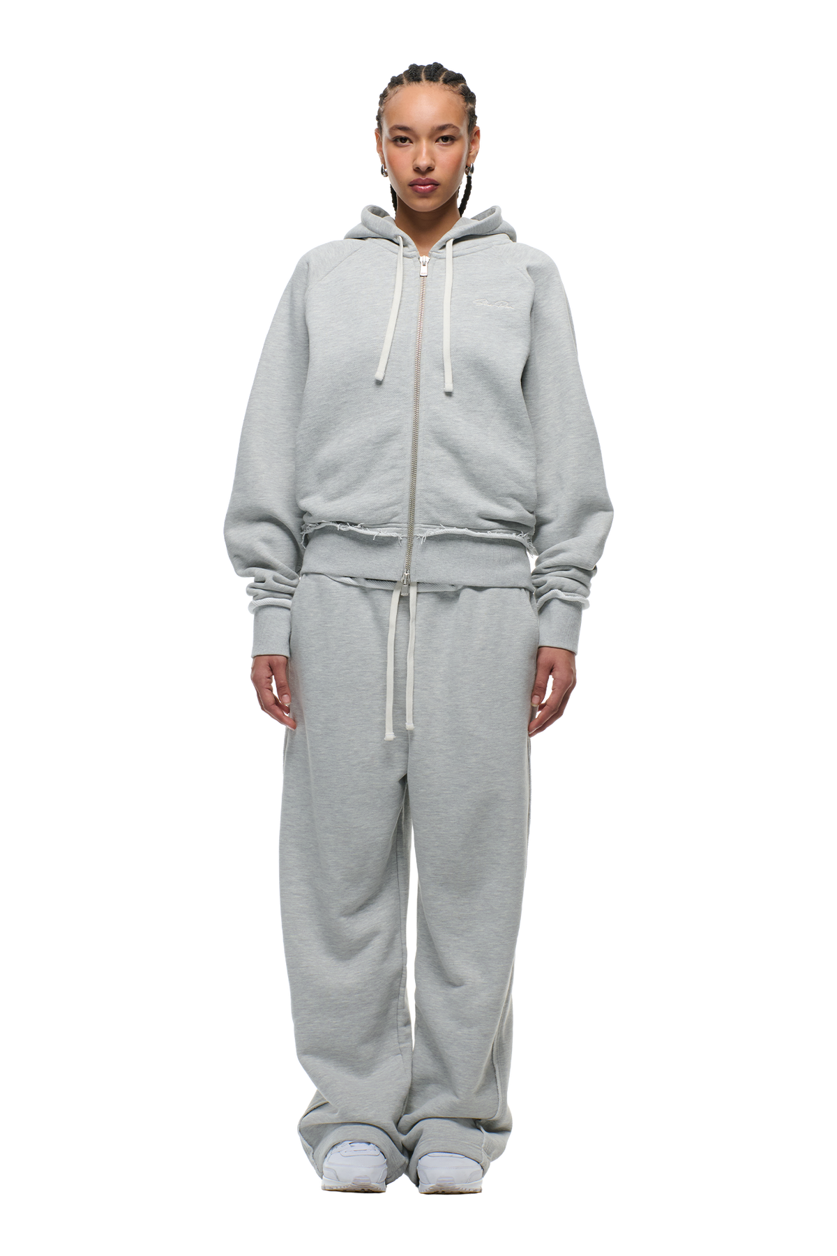 OPEN EDGE ZIP HOODIE GREY MELANGE