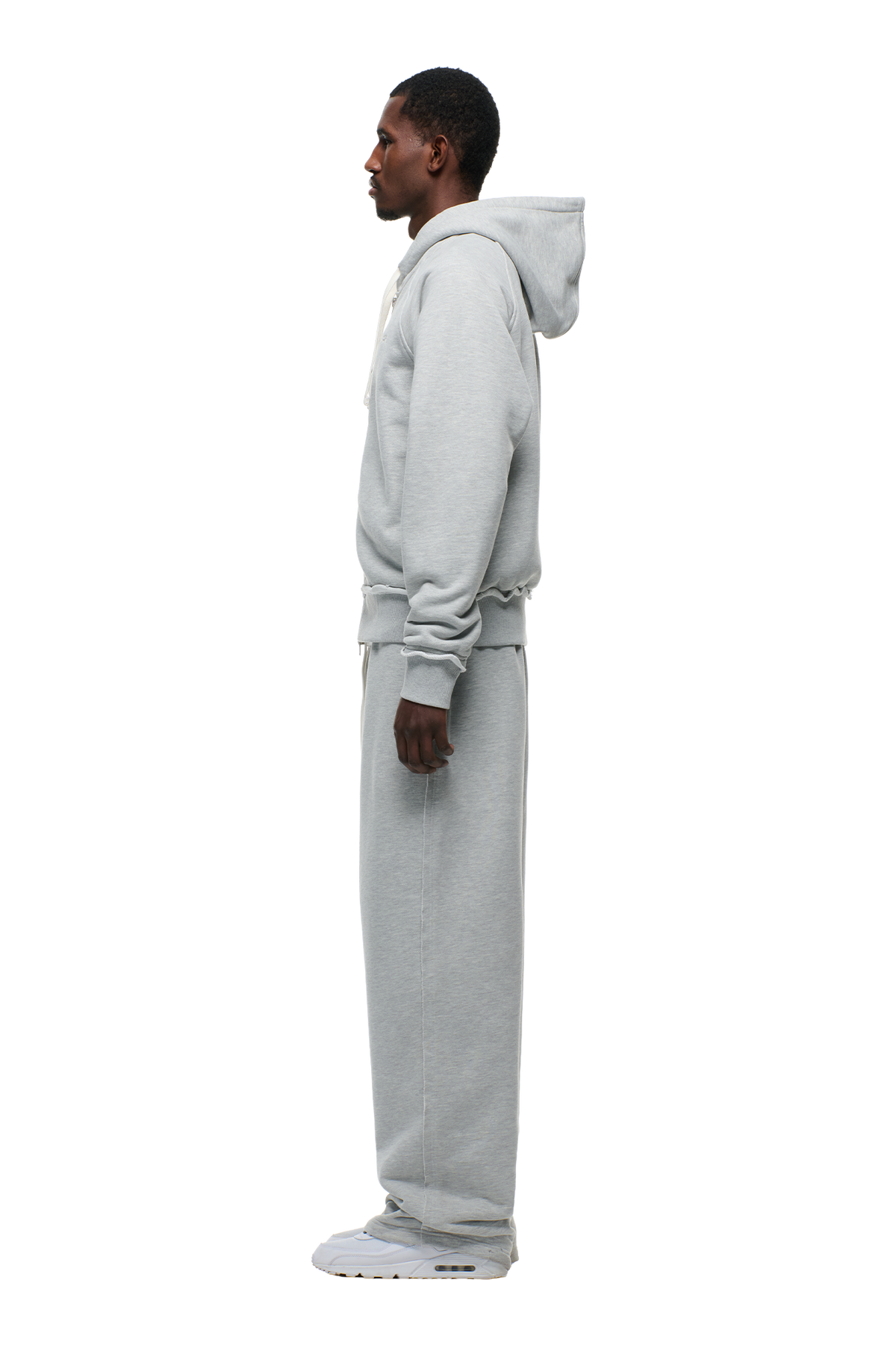 OPEN EDGE ZIP HOODIE GREY MELANGE