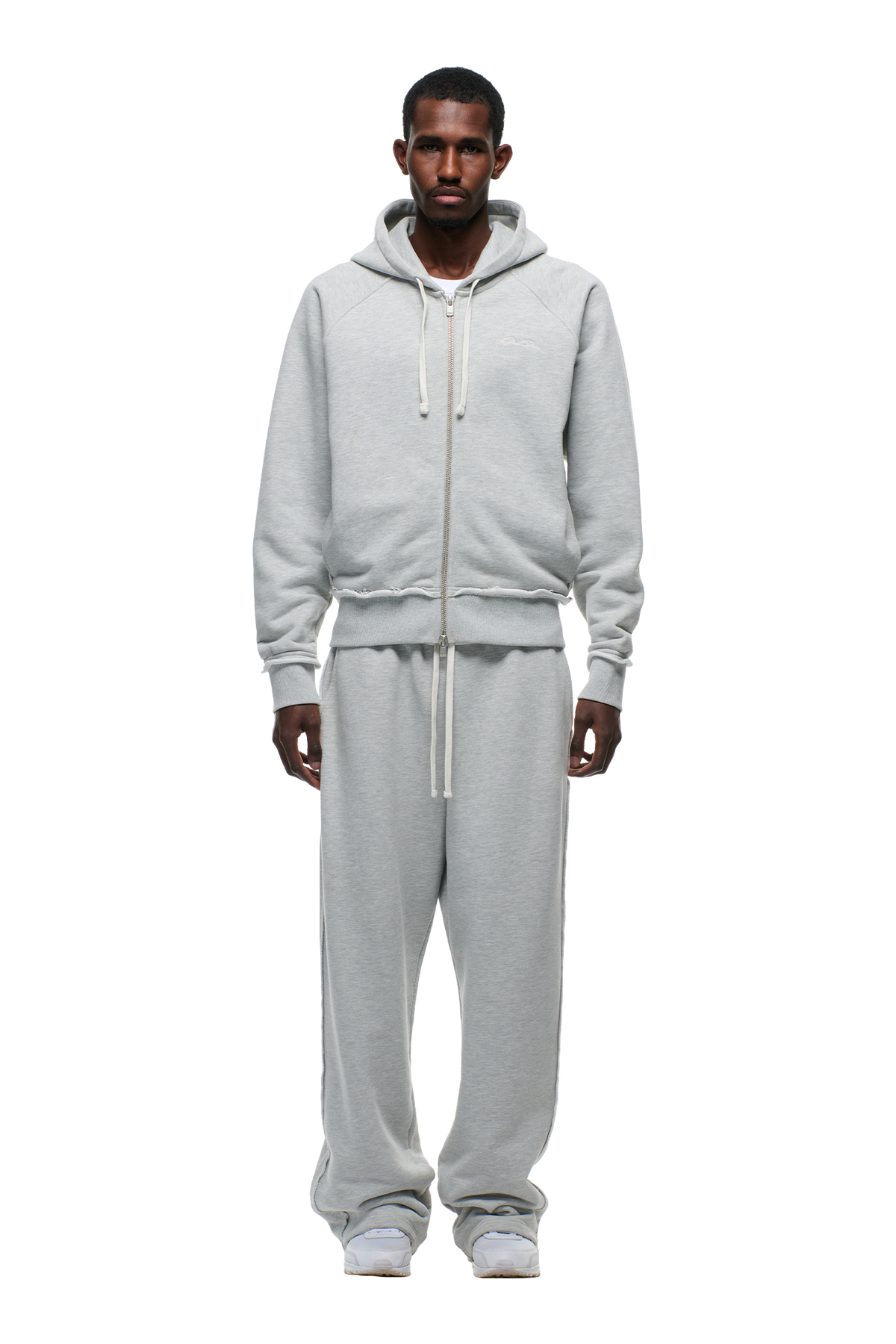 OPEN EDGE ZIP HOODIE GREY MELANGE