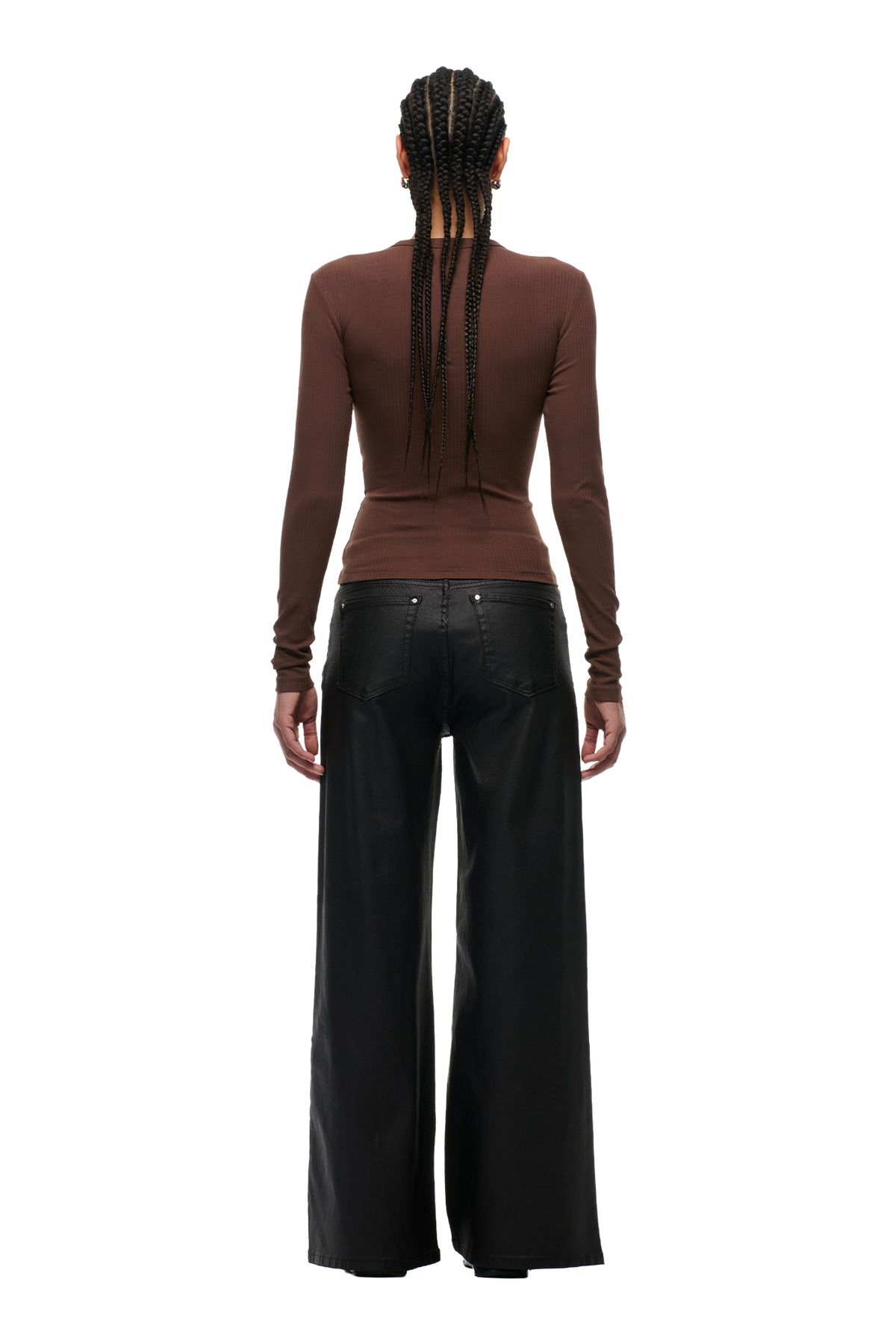 WMNS RIBBED LS DARK HAZELNUT