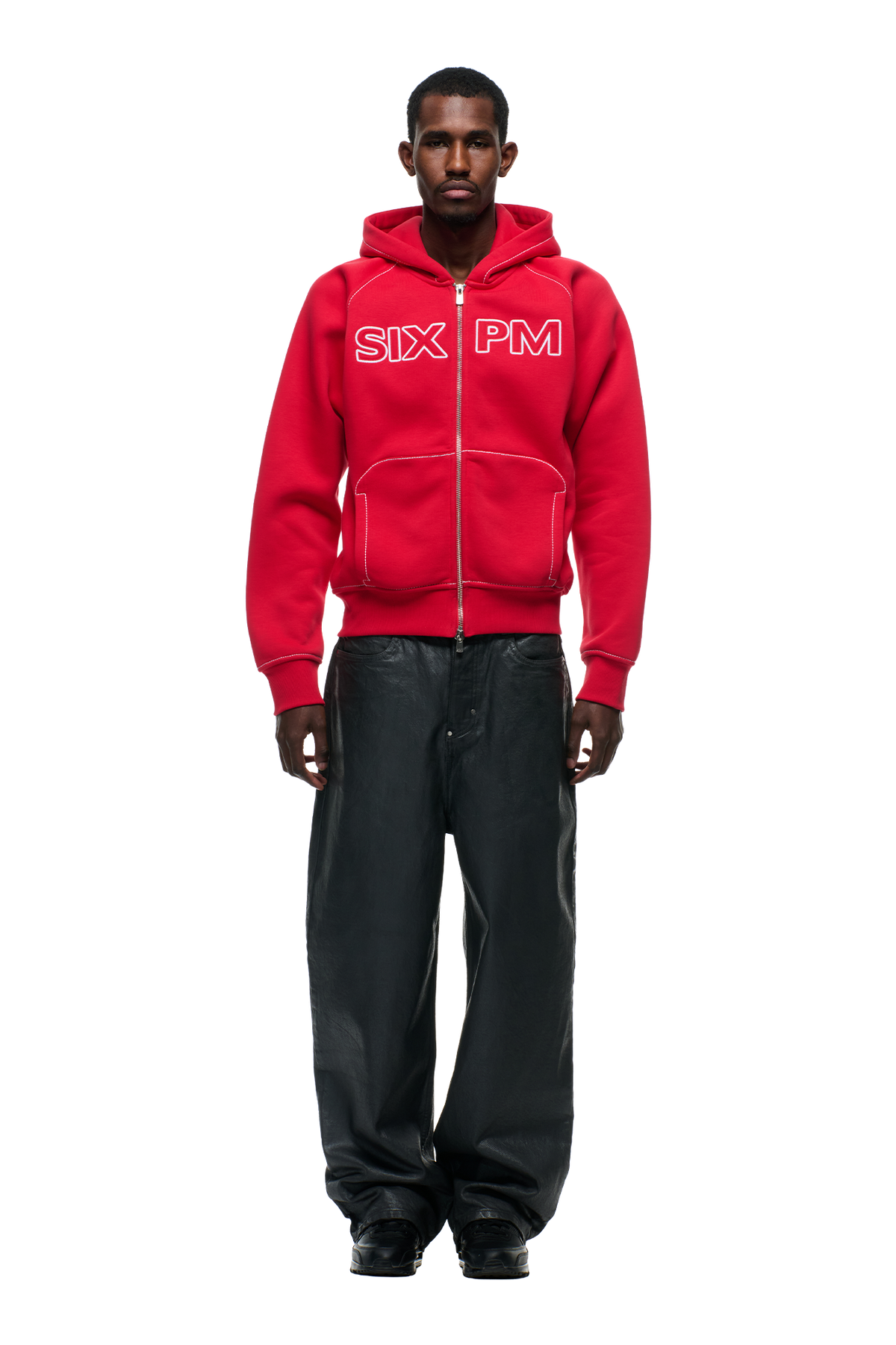 WORDMARK ZIPPER HOODIE TOMATO RED