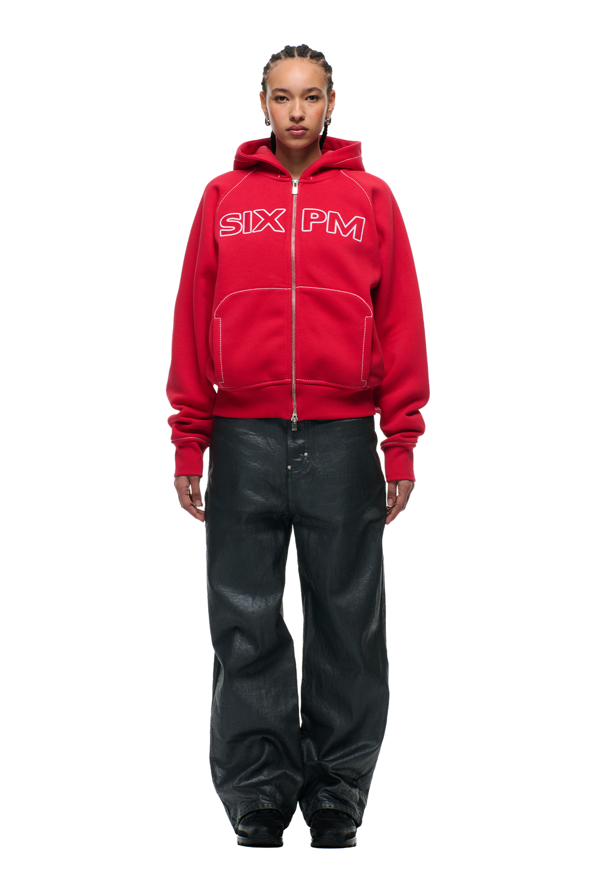 WORDMARK ZIPPER HOODIE TOMATO RED
