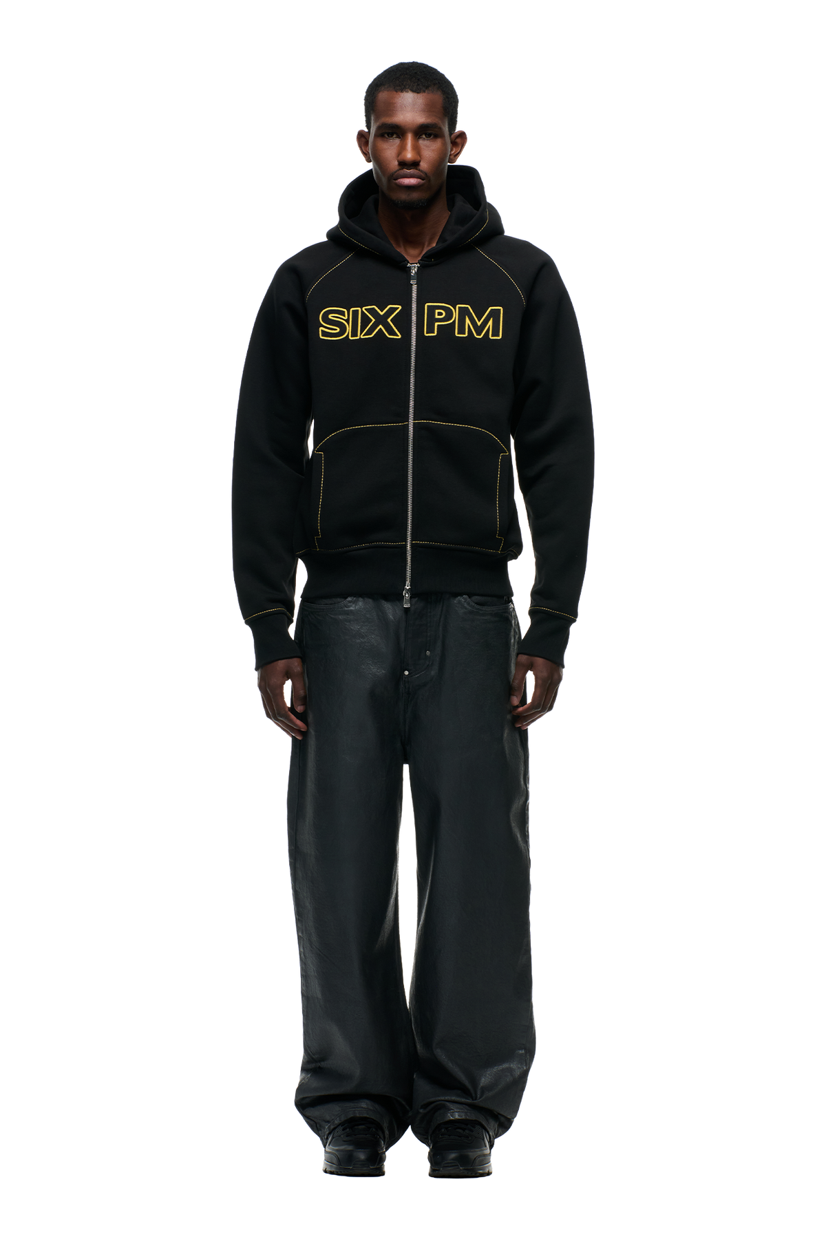 WORDMARK ZIPPER HOODIE BLACK