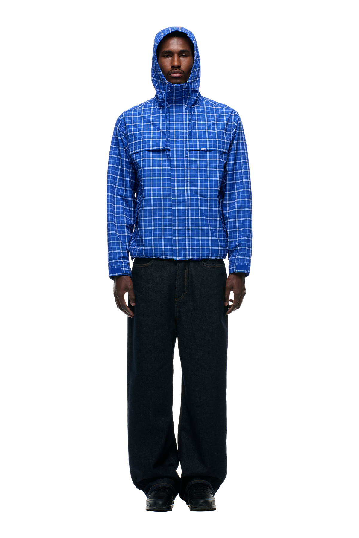 PLAID SHELL JACKET DIGITAL BLUE