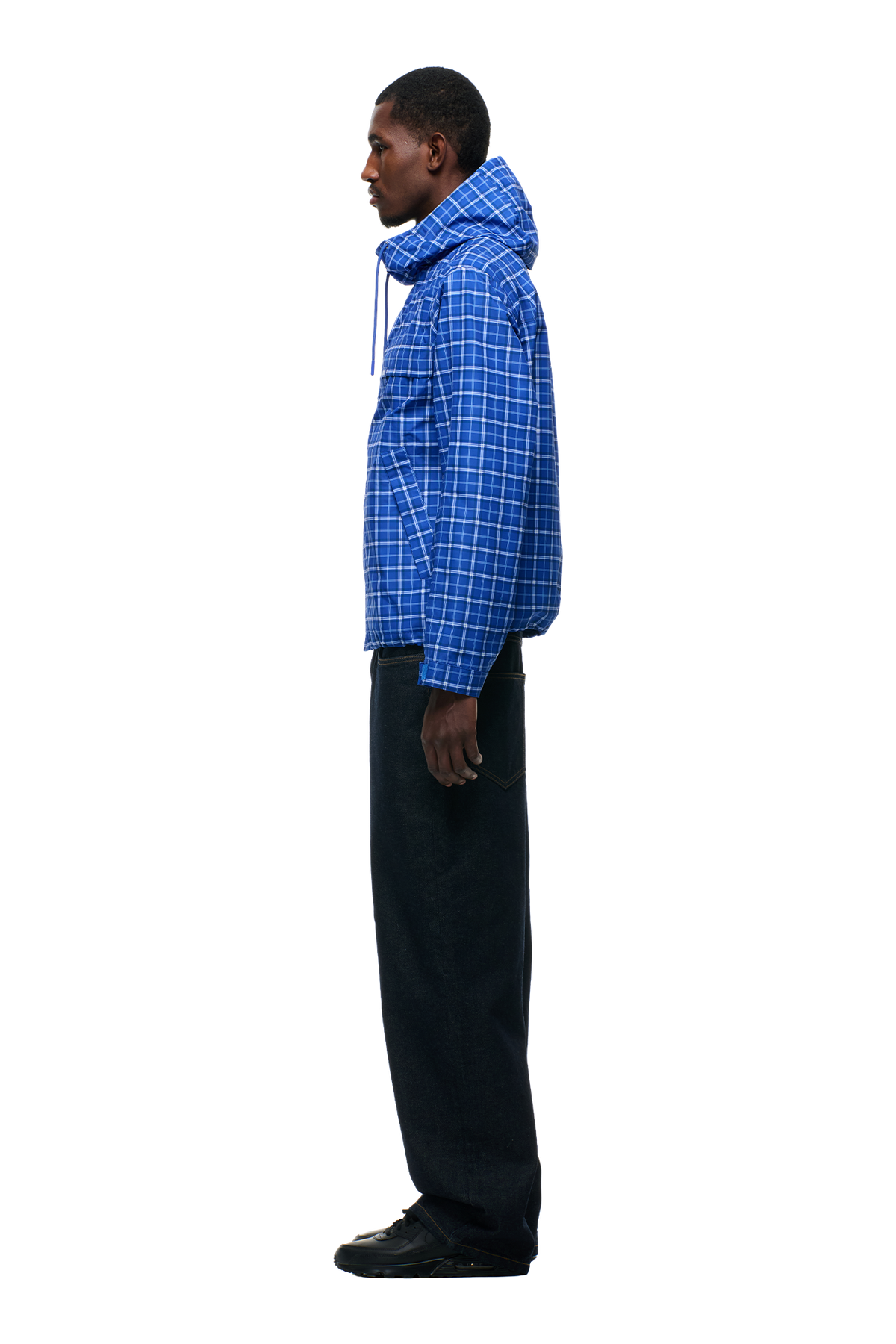 PLAID SHELL JACKET DIGITAL BLUE