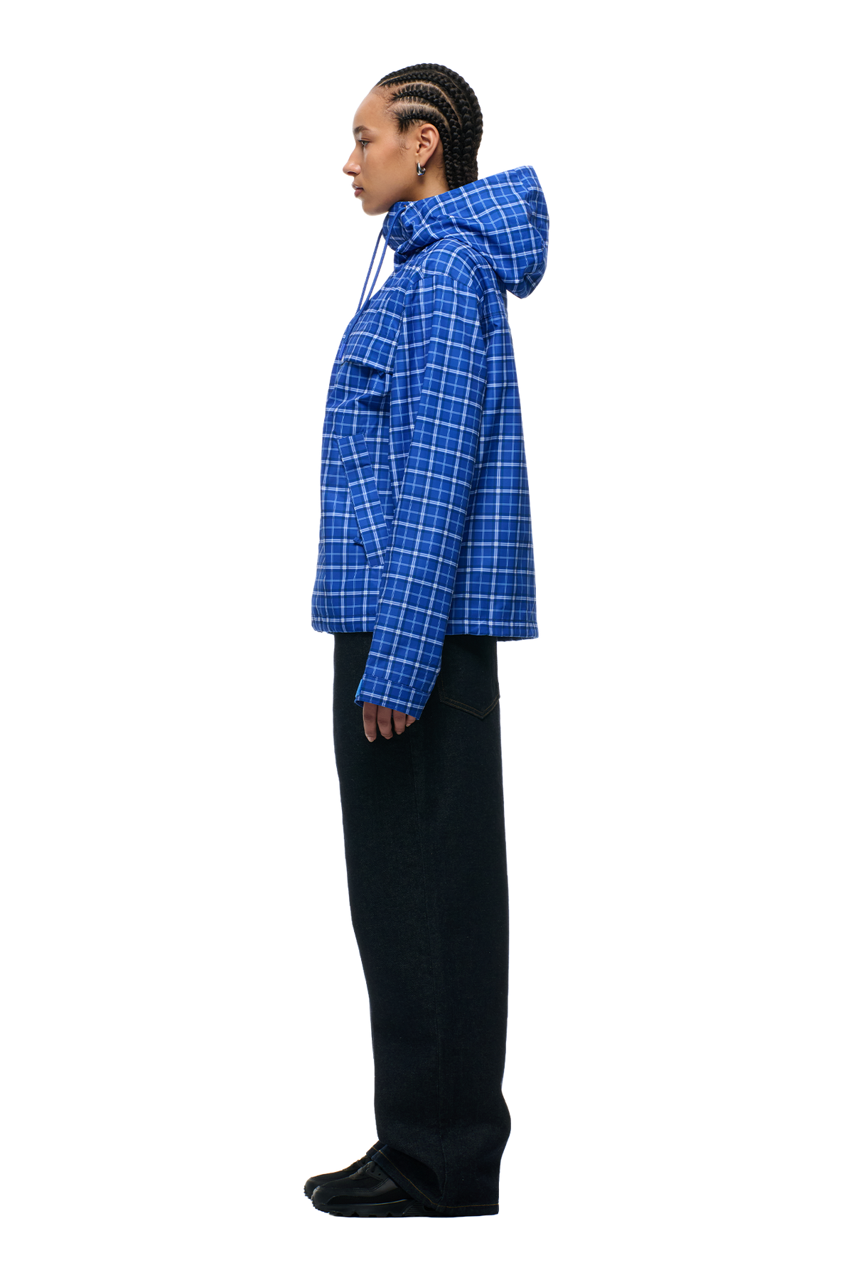 PLAID SHELL JACKET DIGITAL BLUE
