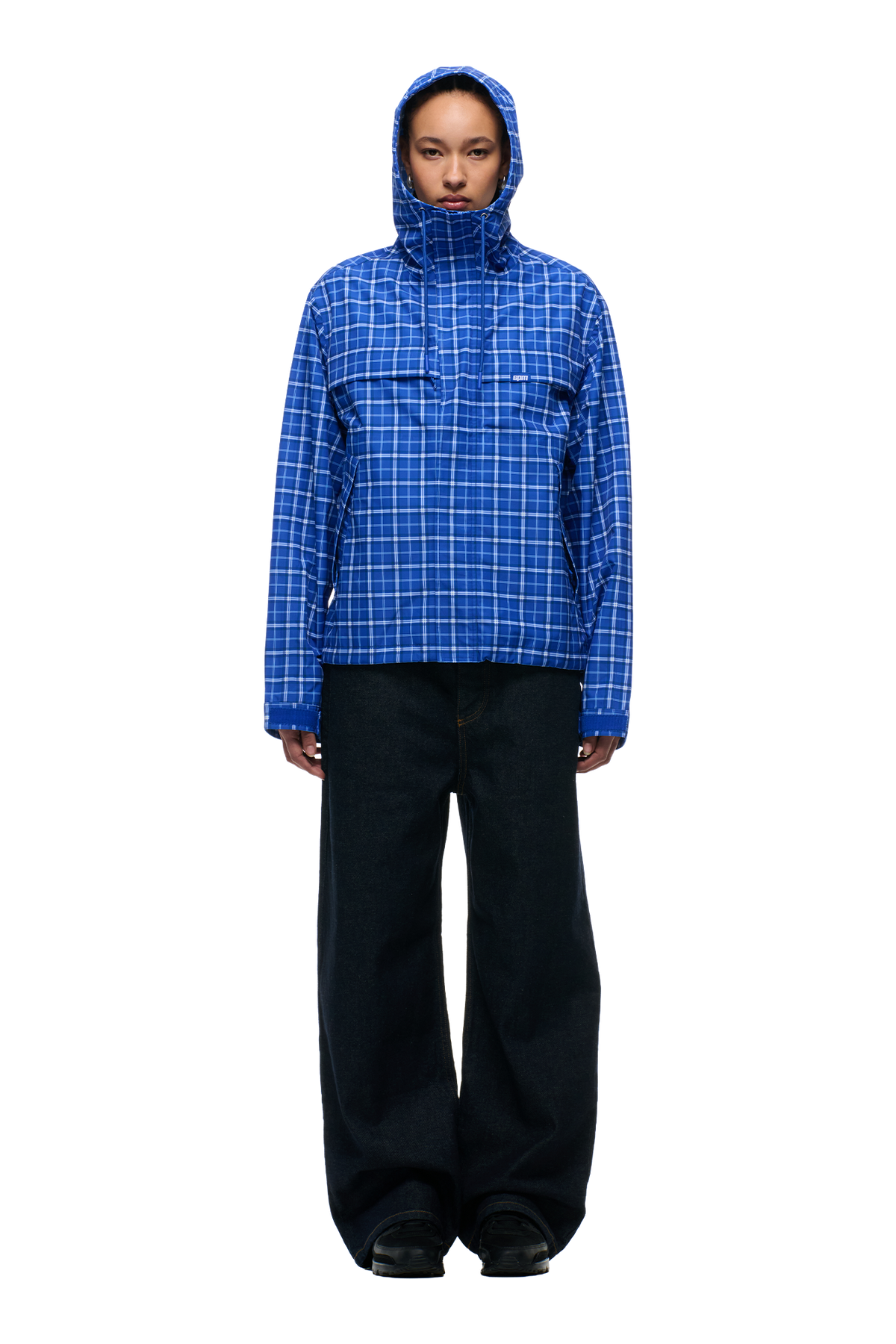 PLAID SHELL JACKET DIGITAL BLUE