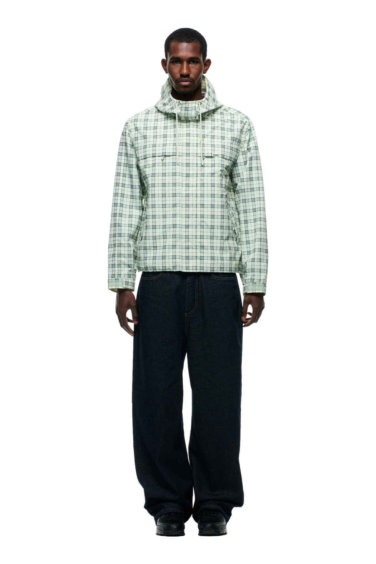 PLAID SHELL JACKET FOGGY GREEN