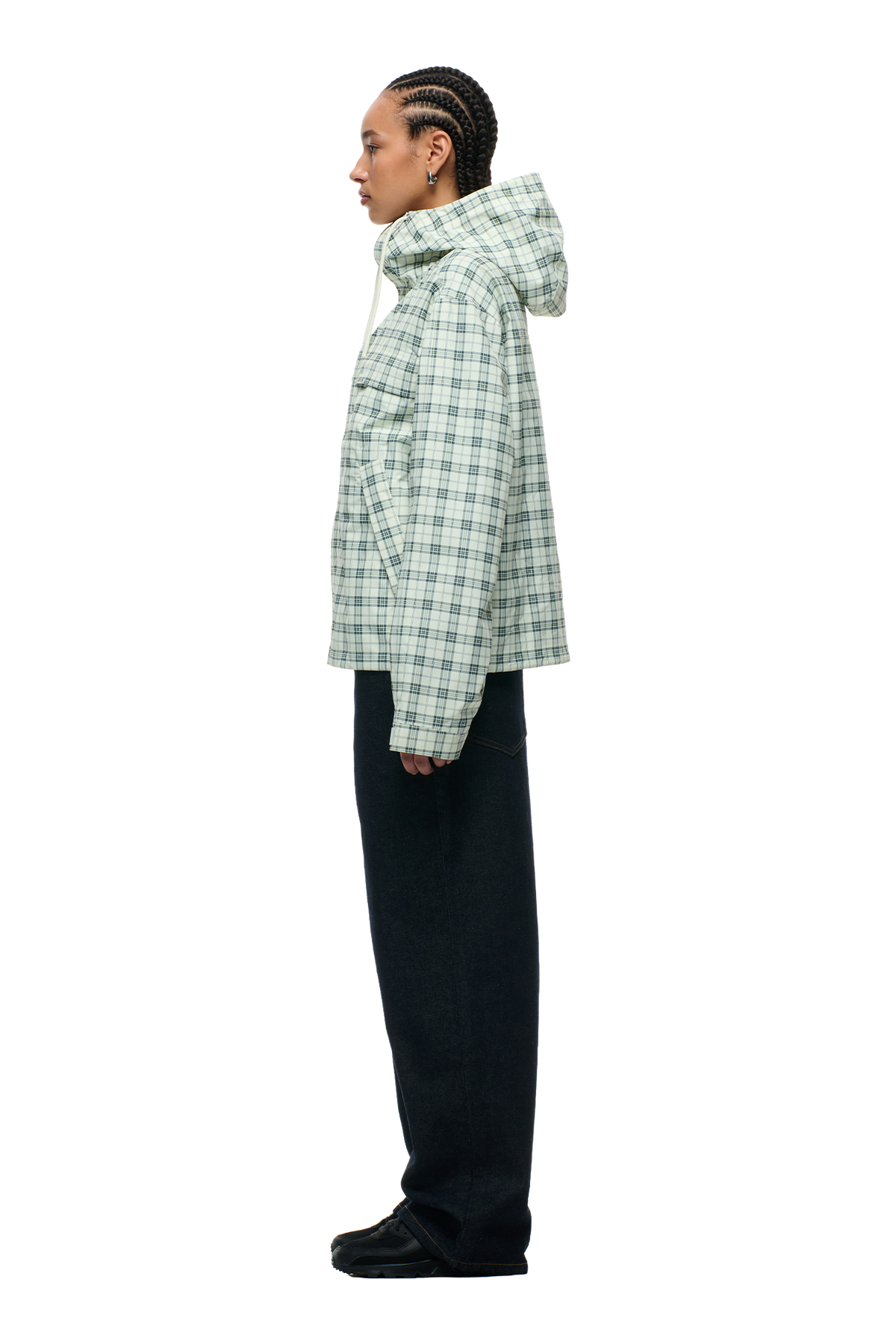 PLAID SHELL JACKET FOGGY GREEN