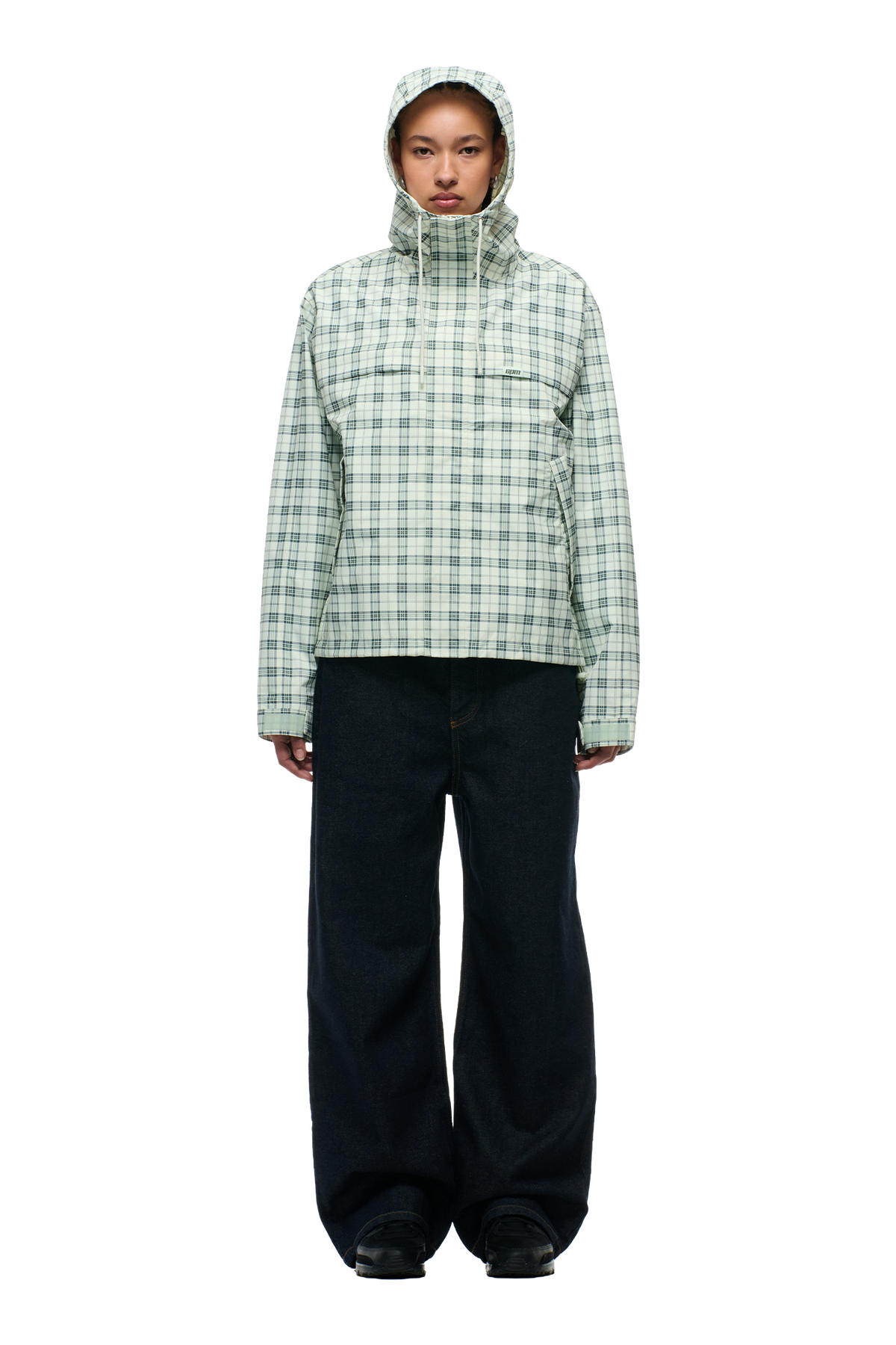 PLAID SHELL JACKET FOGGY GREEN
