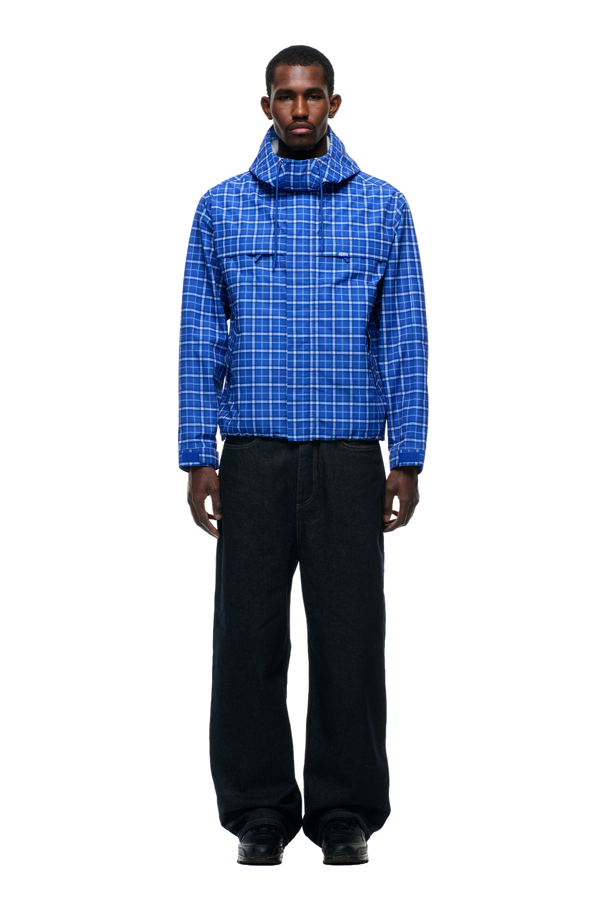 PLAID SHELL JACKET DIGITAL BLUE
