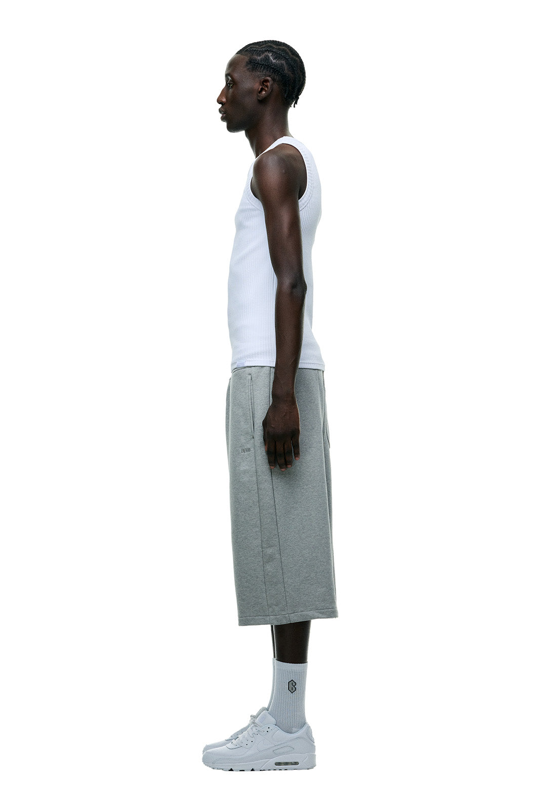 6PM+ LONG SHORTS GREY MELANGE
