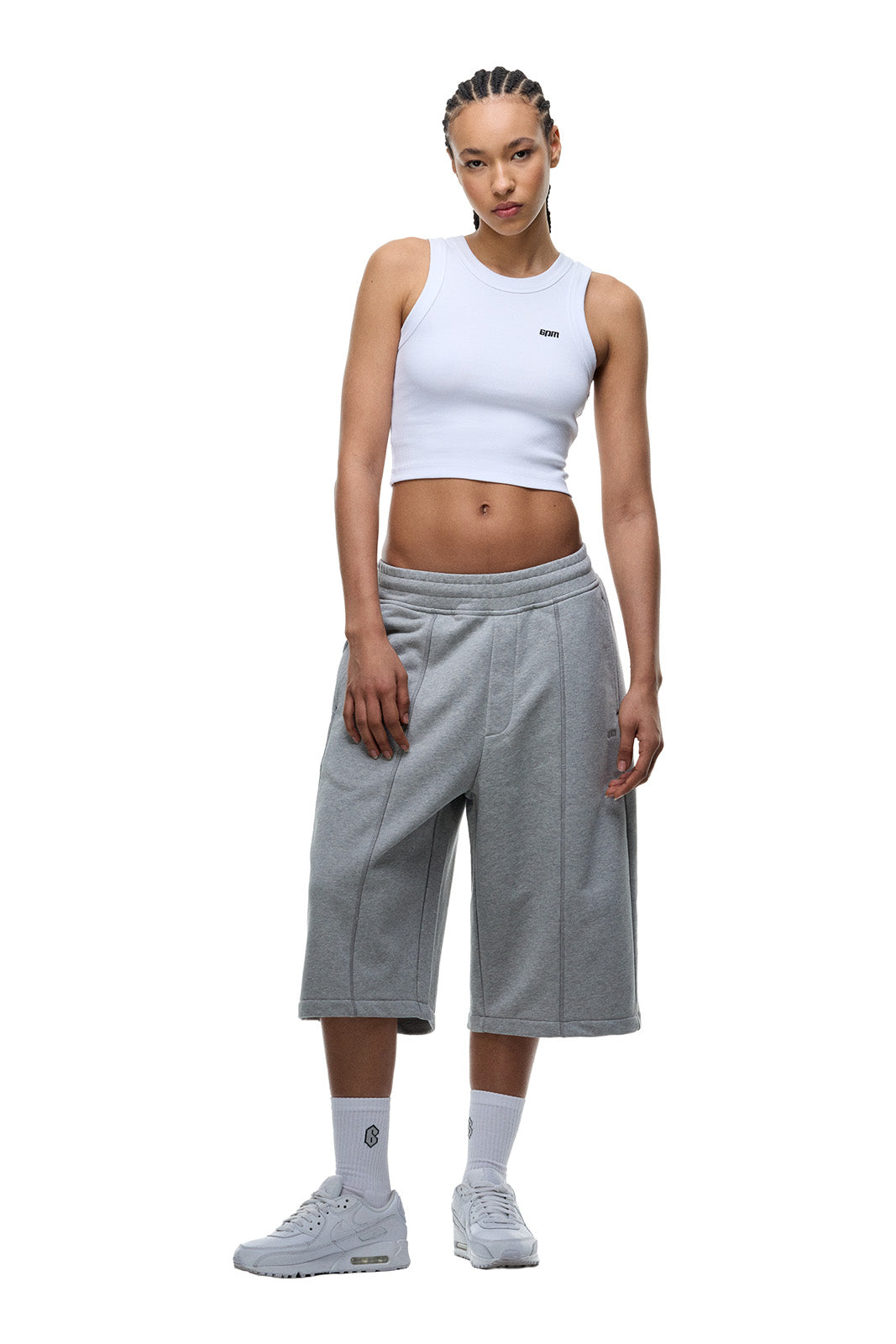 6PM+ LONG SHORTS GREY MELANGE