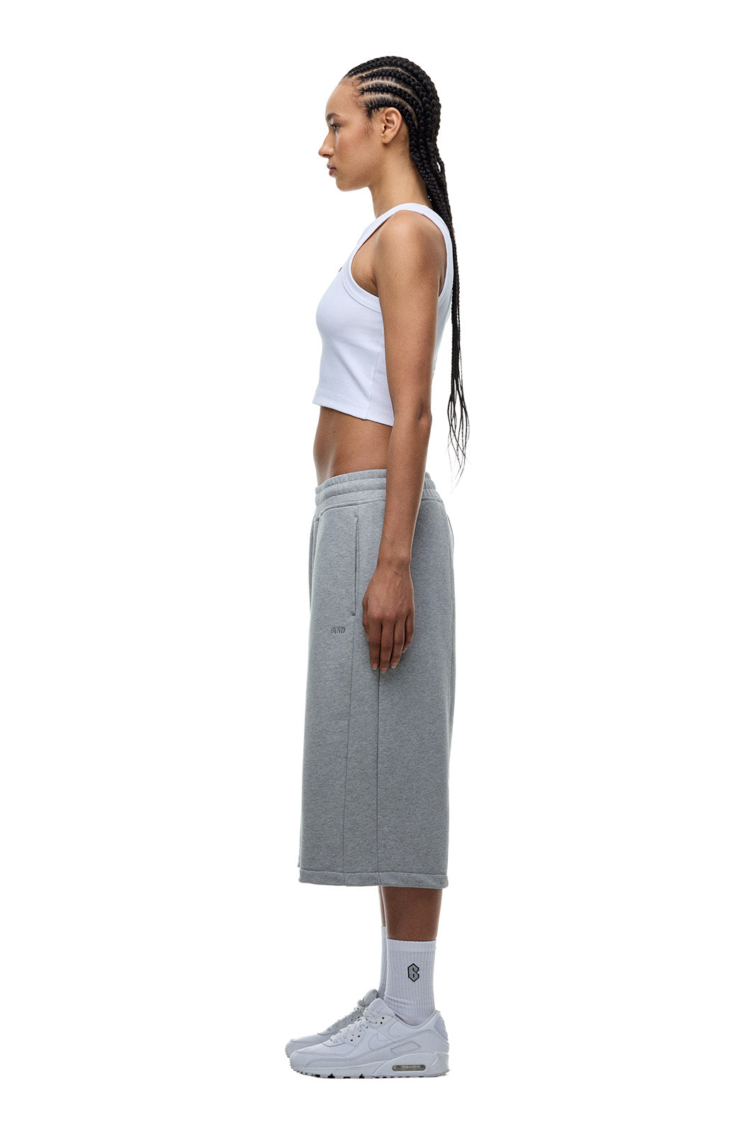 6PM+ LONG SHORTS GREY MELANGE