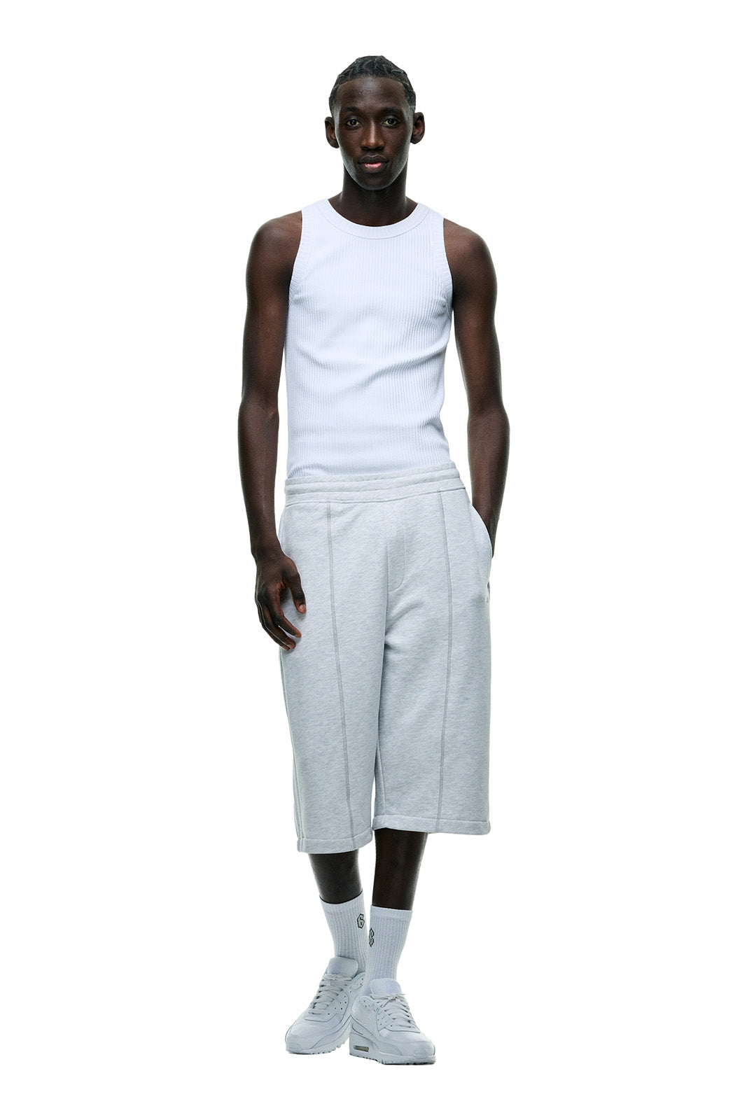 6PM+ LONG SHORTS LIGHT GREY MELANGE