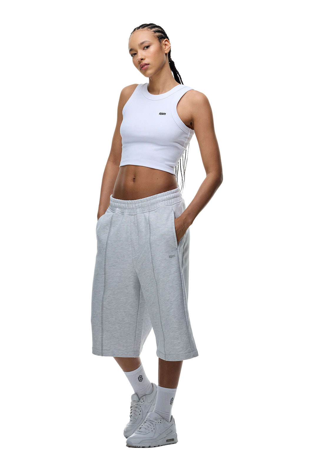 6PM+ LONG SHORTS LIGHT GREY MELANGE