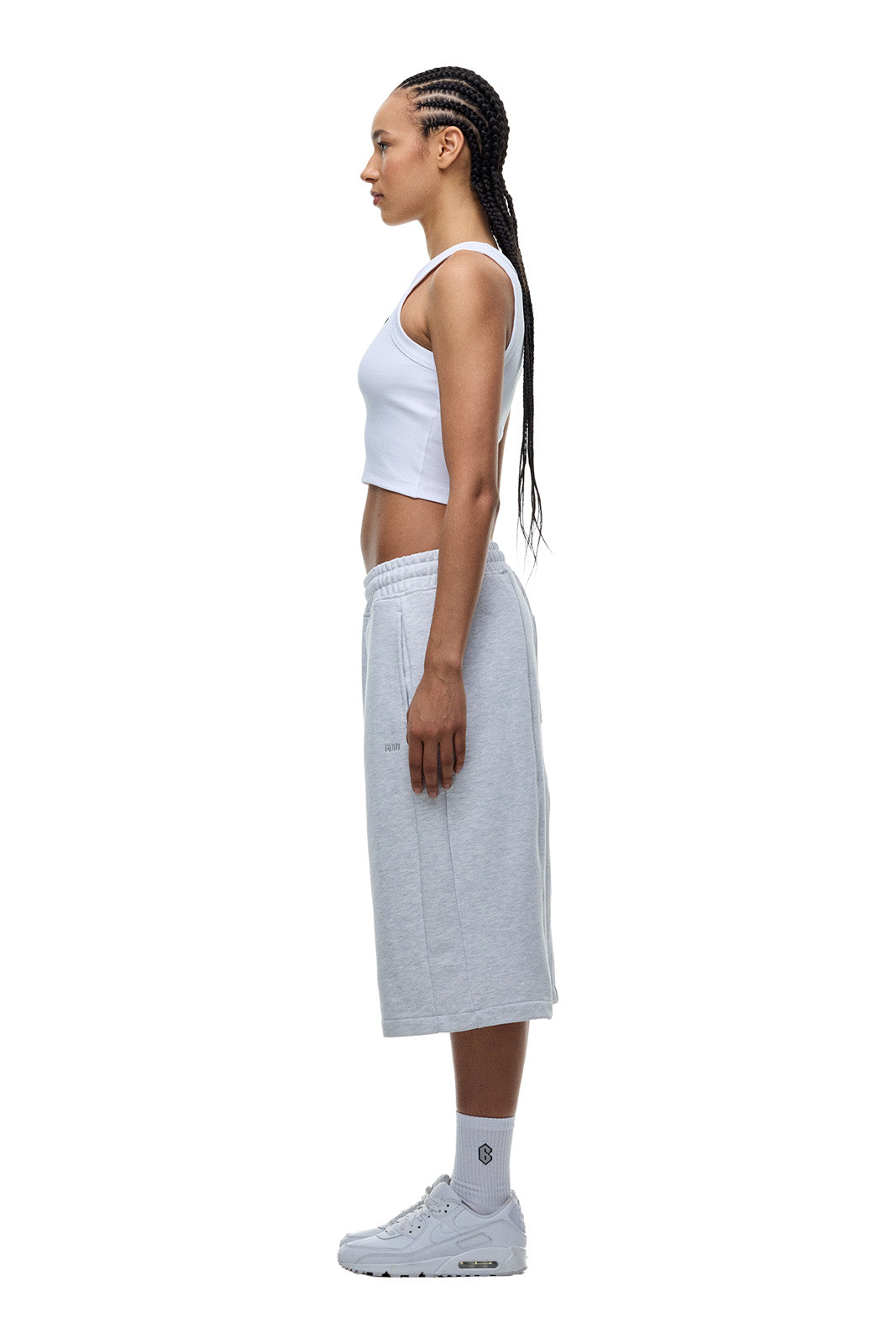 6PM+ LONG SHORTS LIGHT GREY MELANGE