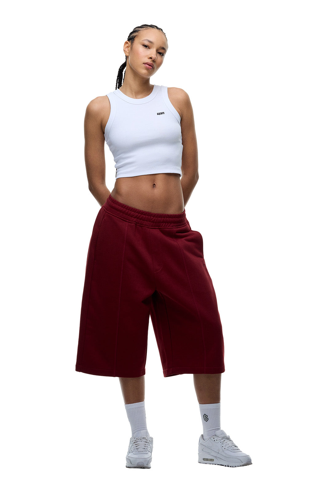 6PM+ LONG SHORTS WINE RED