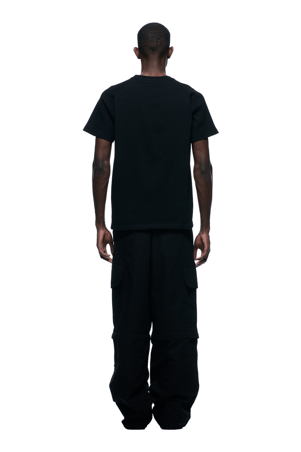 WAFFLE SLEEVE RAGLAN TEE BLACK