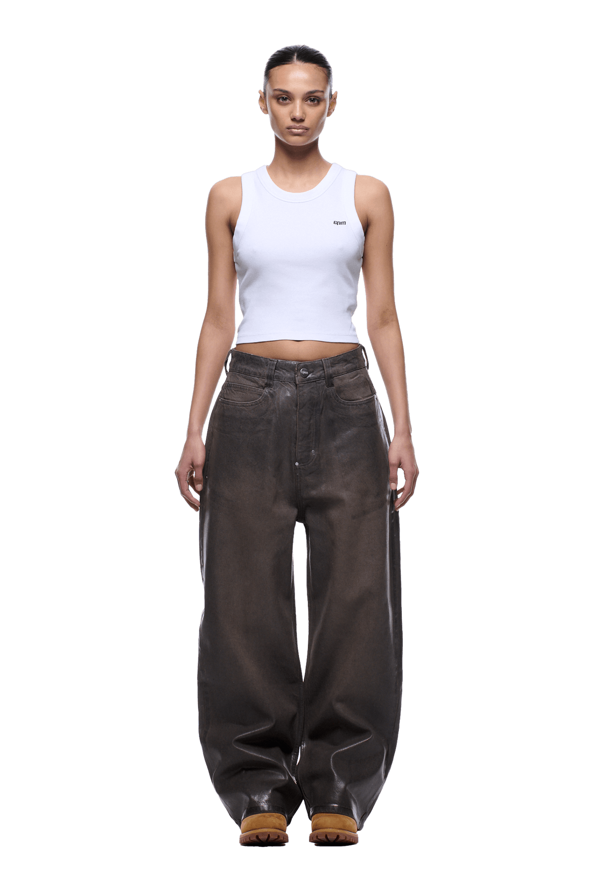 WAX COATED DENIM BROWN