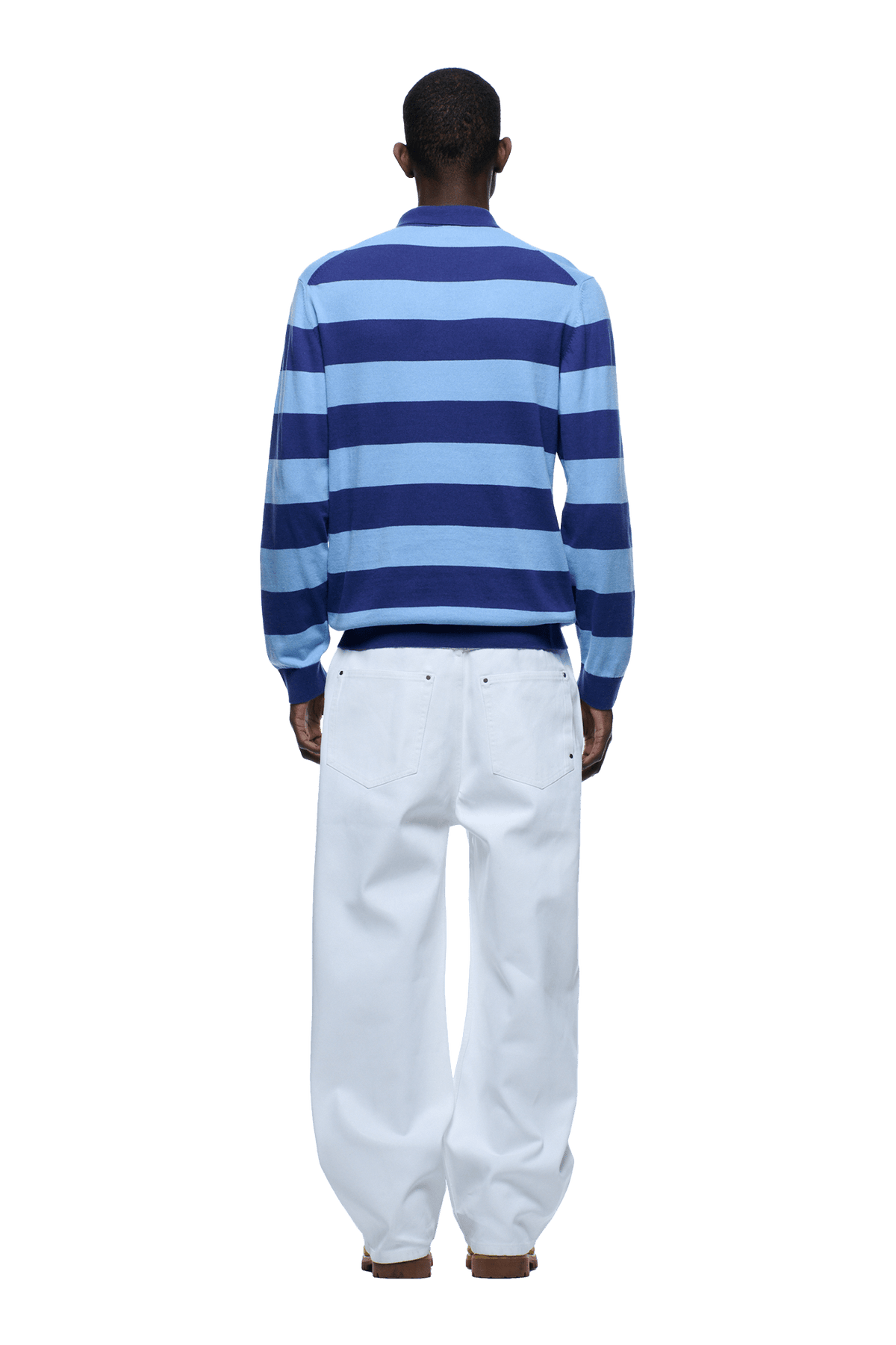 LS STRIPED POLO BLUE