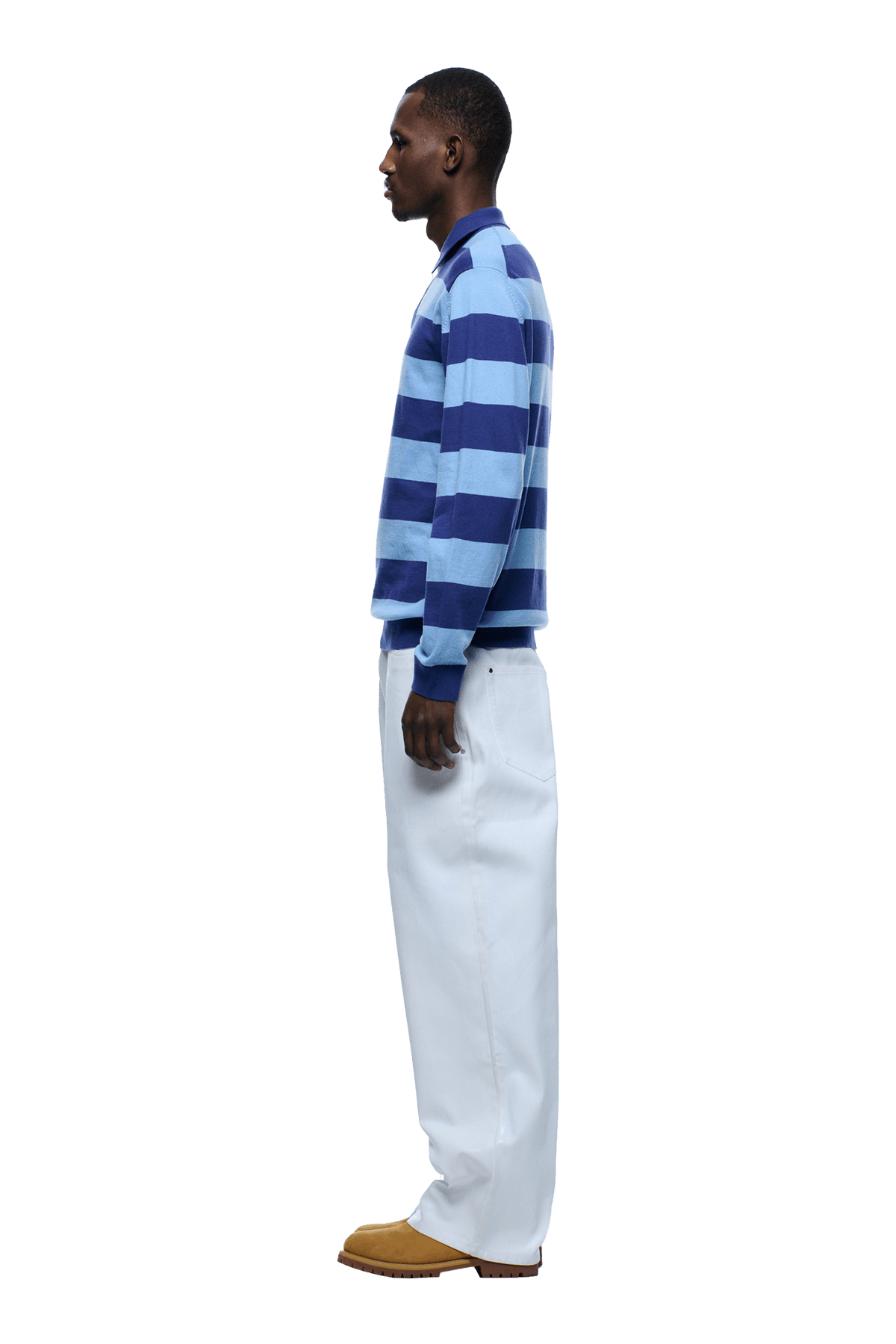 LS STRIPED POLO BLUE