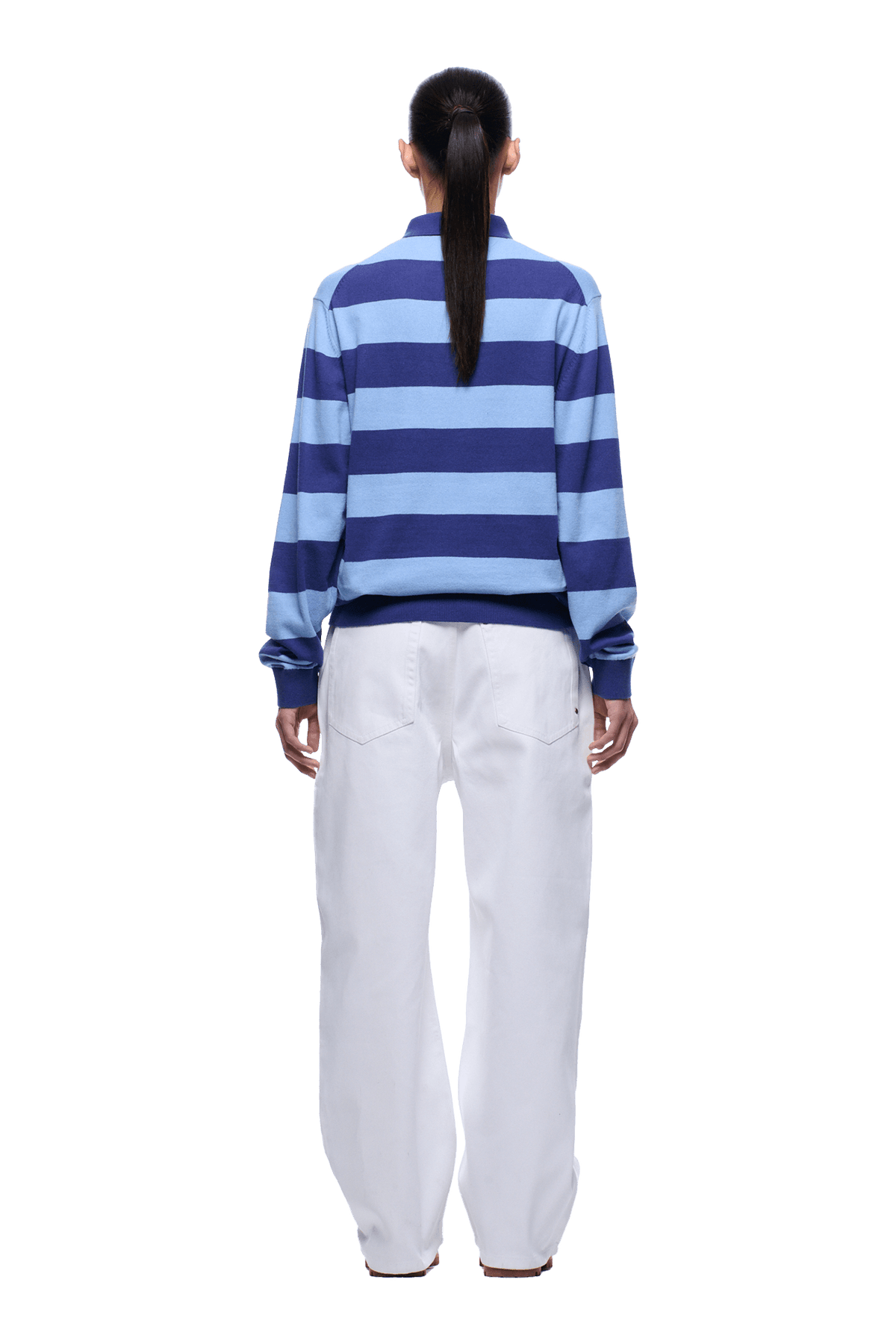LS STRIPED POLO BLUE
