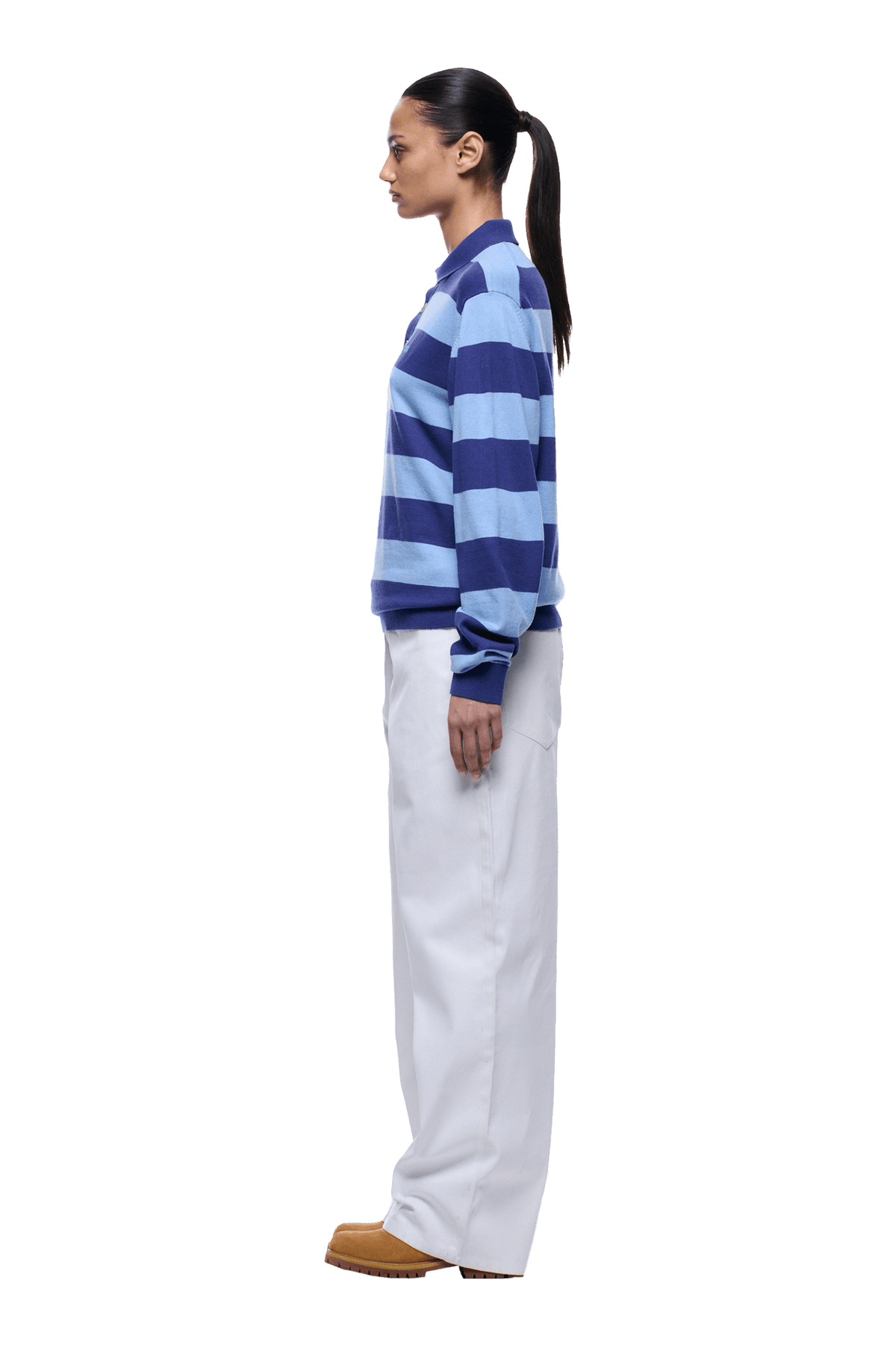 LS STRIPED POLO BLUE