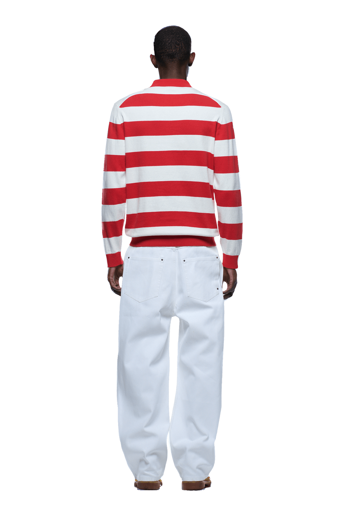 LS STRIPED POLO RED