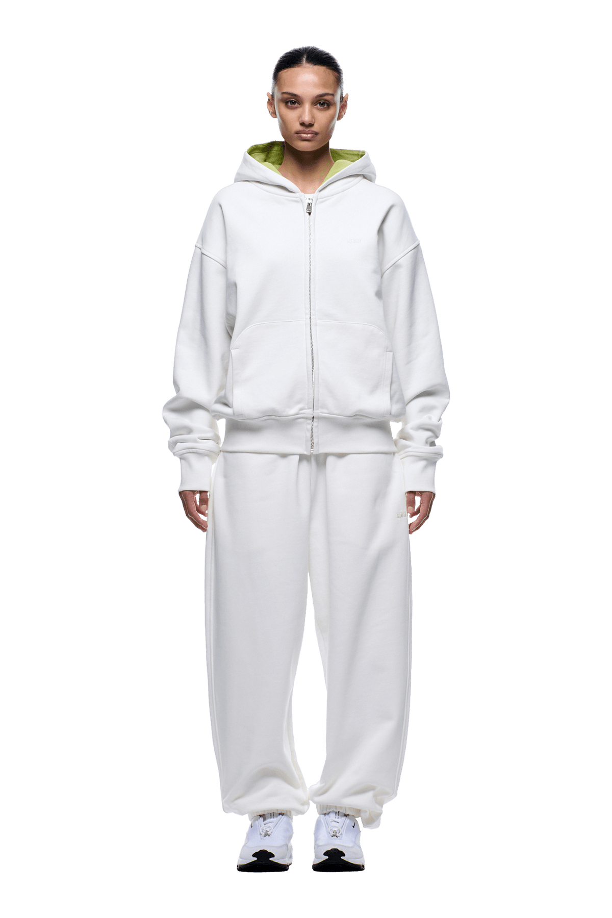 WAFFLE LINED ZIP HOODIE COCONUT WHITE