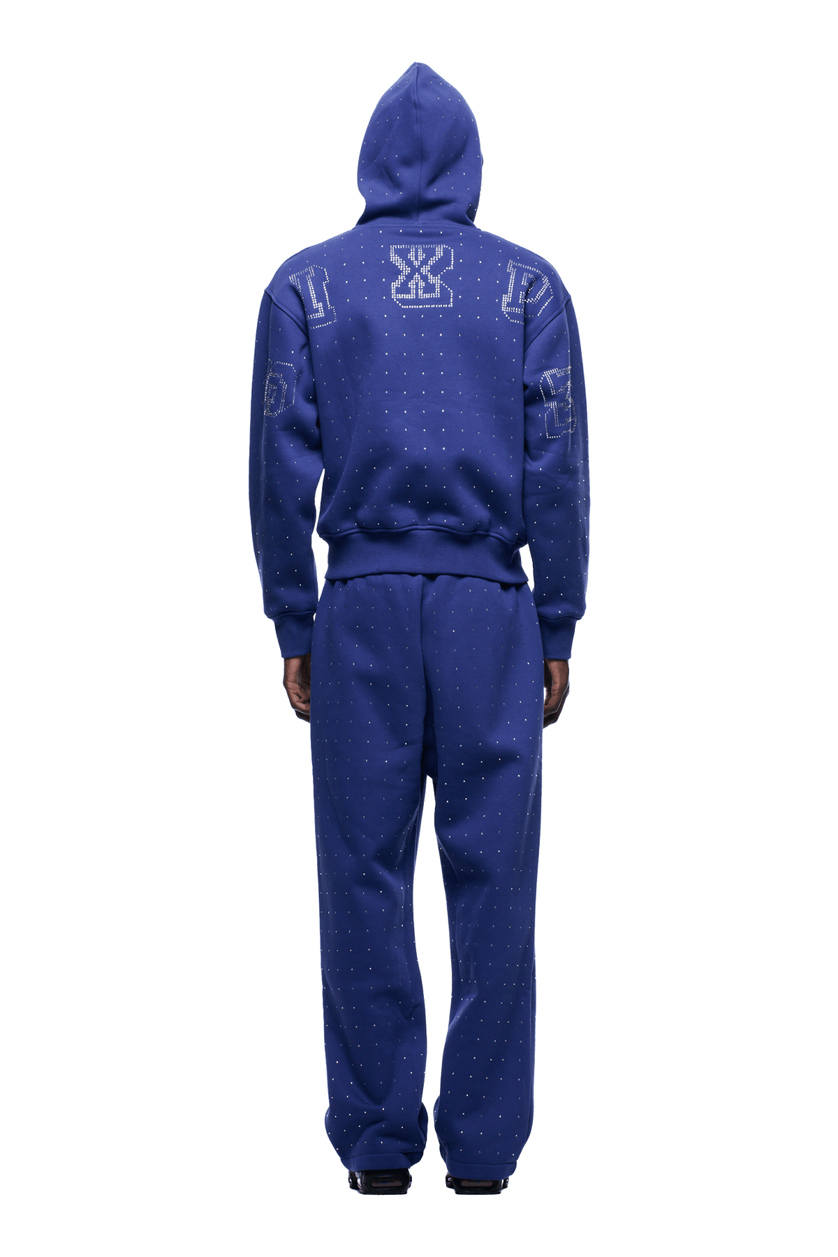 RHINESTONE LETTER ZIP HOODIE BLUE