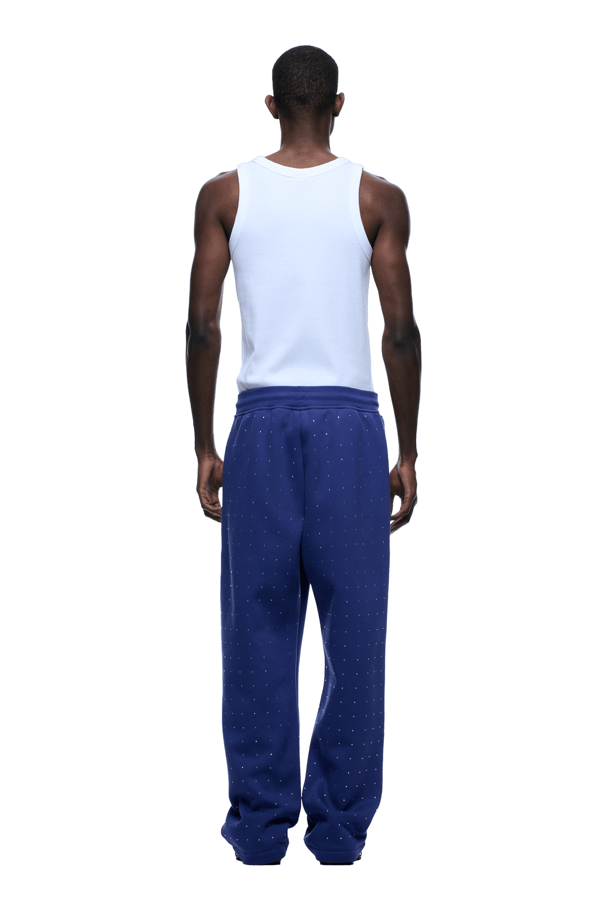 RHINESTONE OPEN LEG JOGGER BLUE