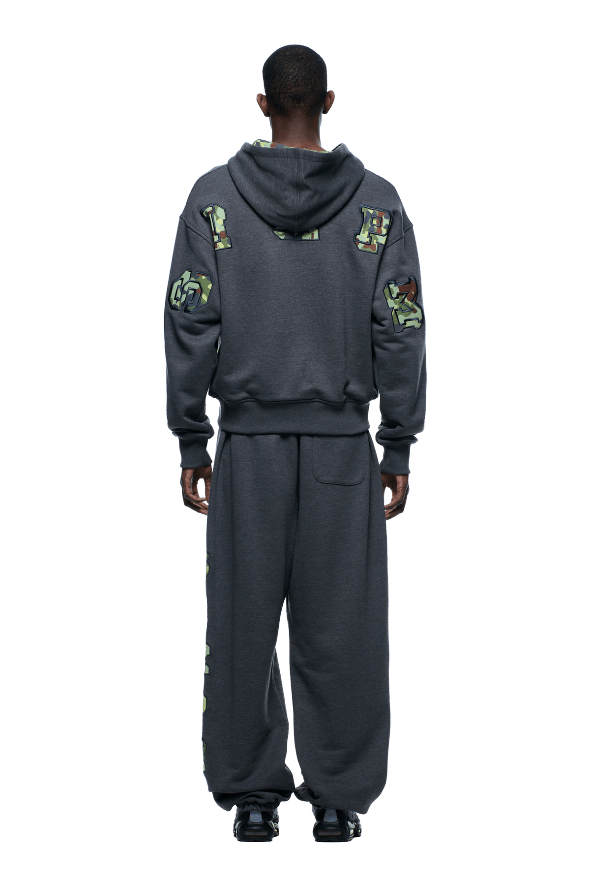 WAFFLE LINED ZIP HOODIE GREY CAMO