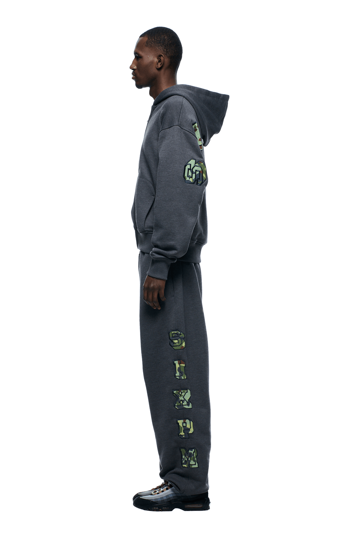 WAFFLE LINED ZIP HOODIE GREY CAMO