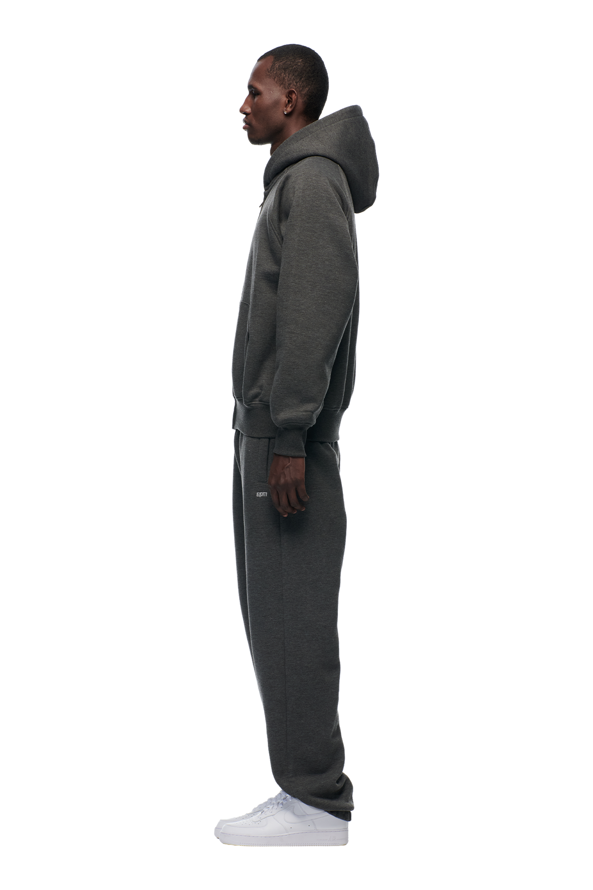 ZIP HOODIE DARK GREY MELANGE