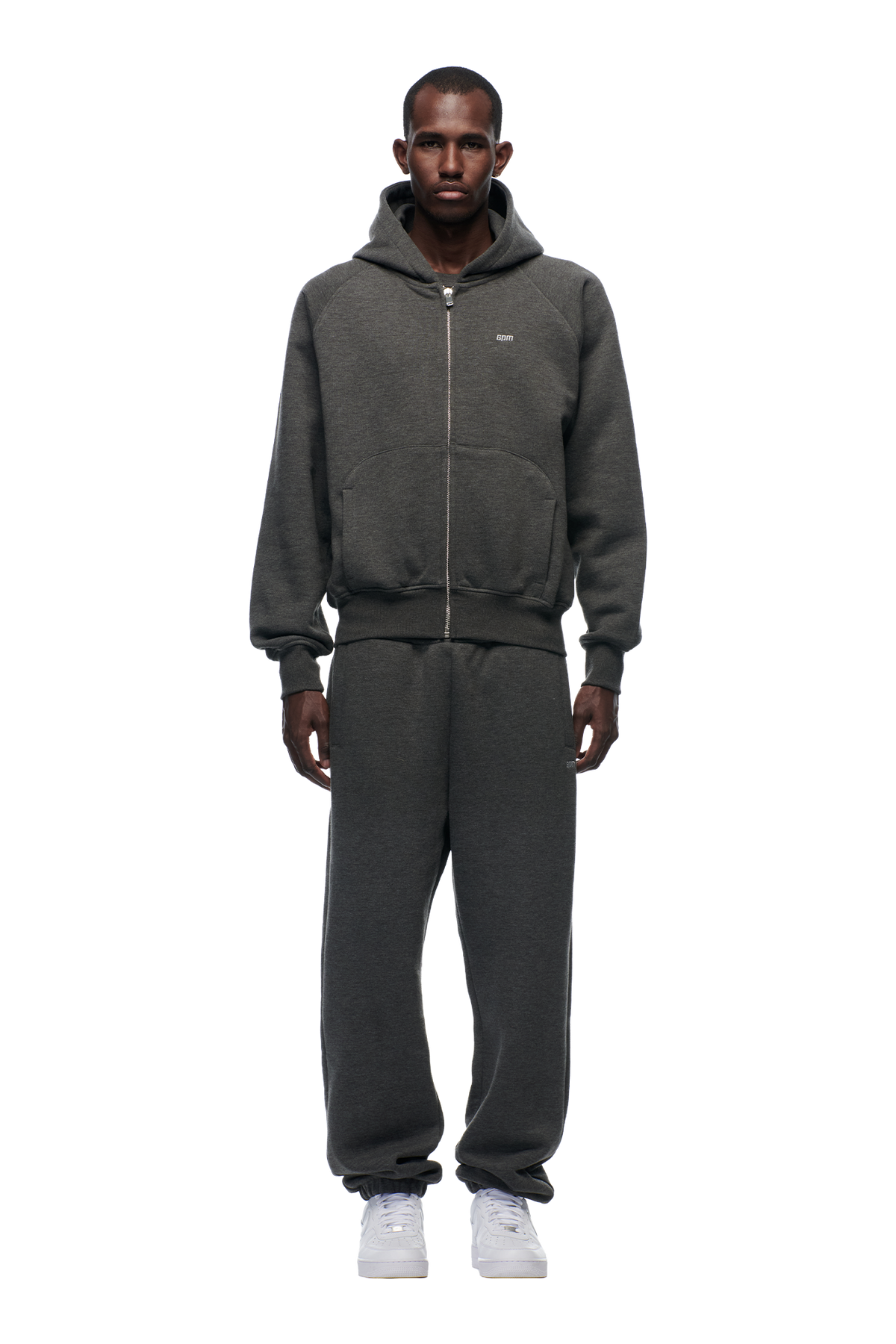 ZIP HOODIE DARK GREY MELANGE
