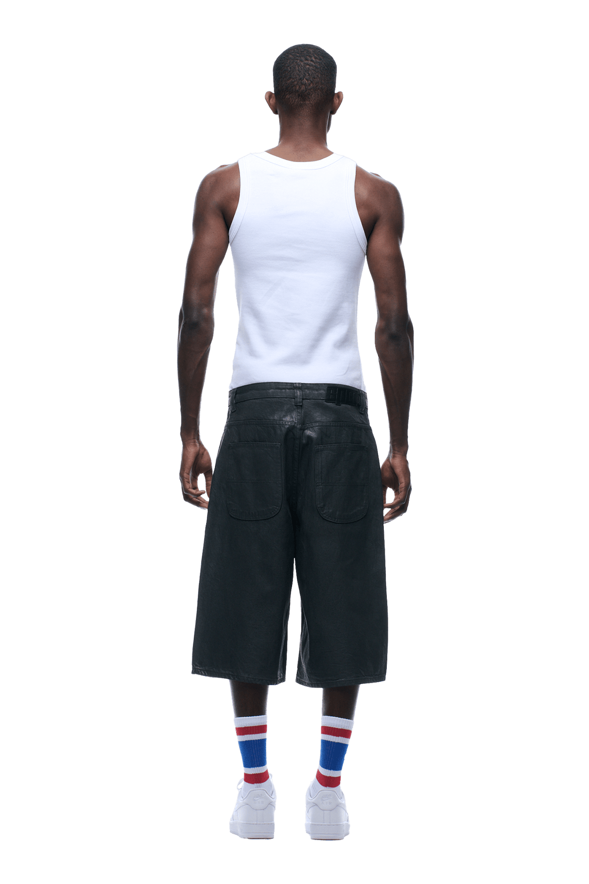 COATED DENIM SHORTS DARK CHROME