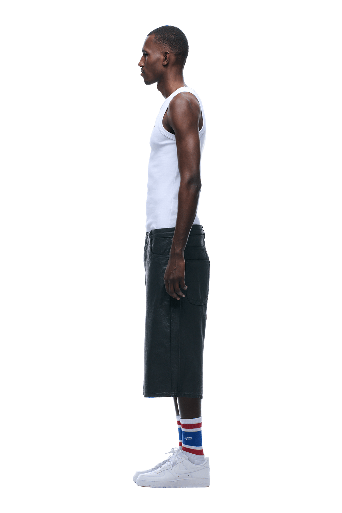 COATED DENIM SHORTS DARK CHROME