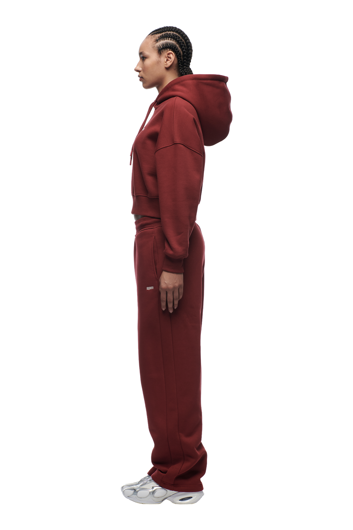 WMNS CROPPED HOODIE WINE RED
