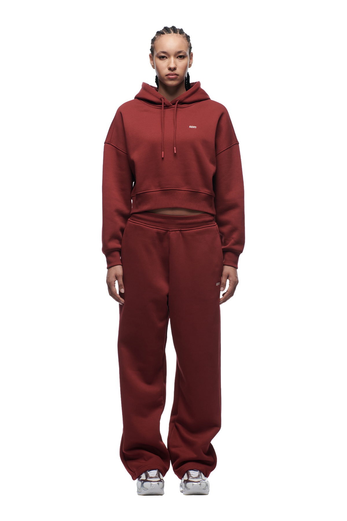WMNS CROPPED HOODIE WINE RED