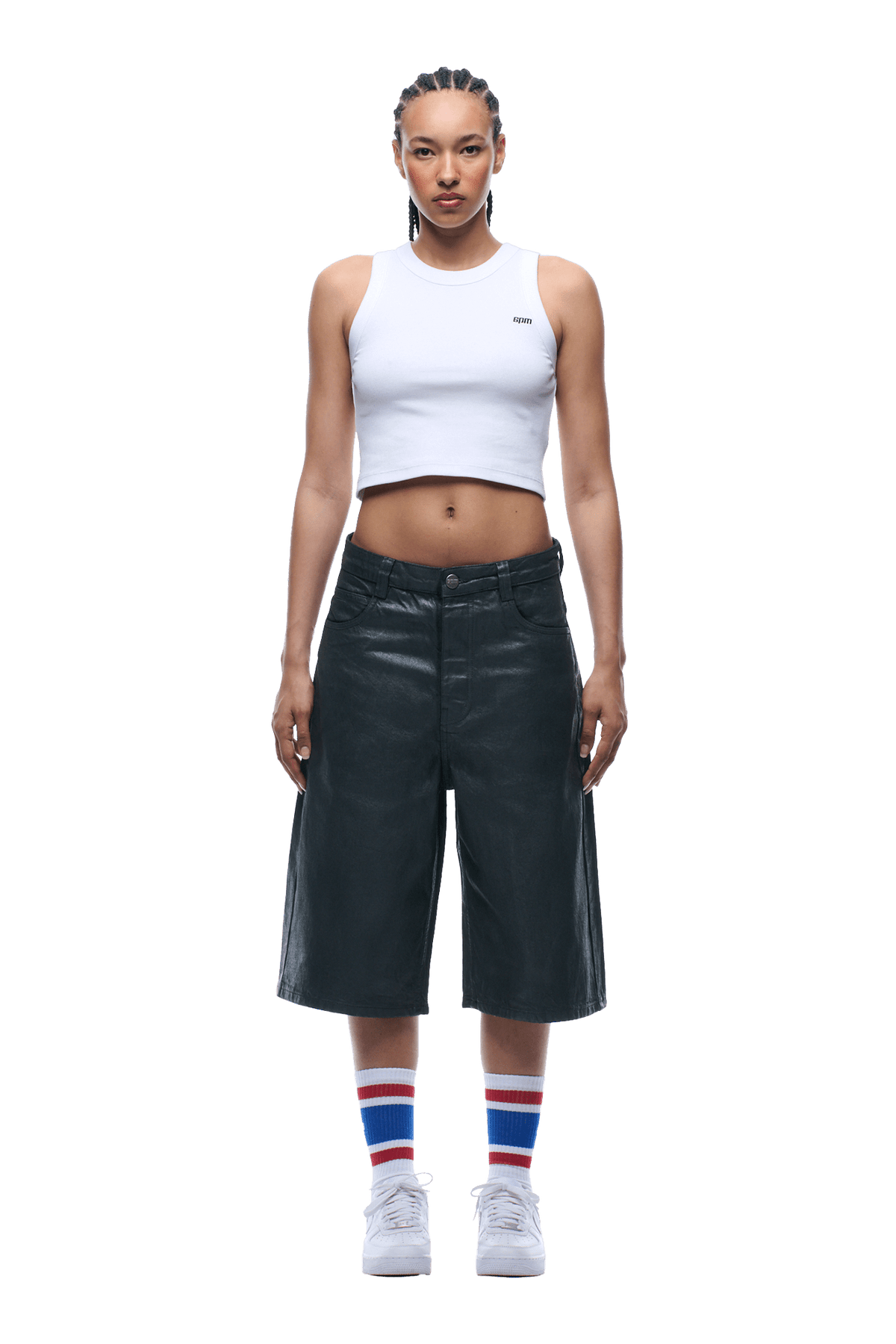 COATED DENIM SHORTS DARK CHROME