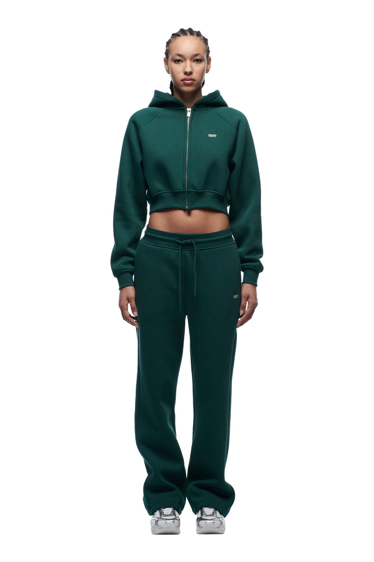 WMNS CROPPED ZIP HOODIE EVERGREEN