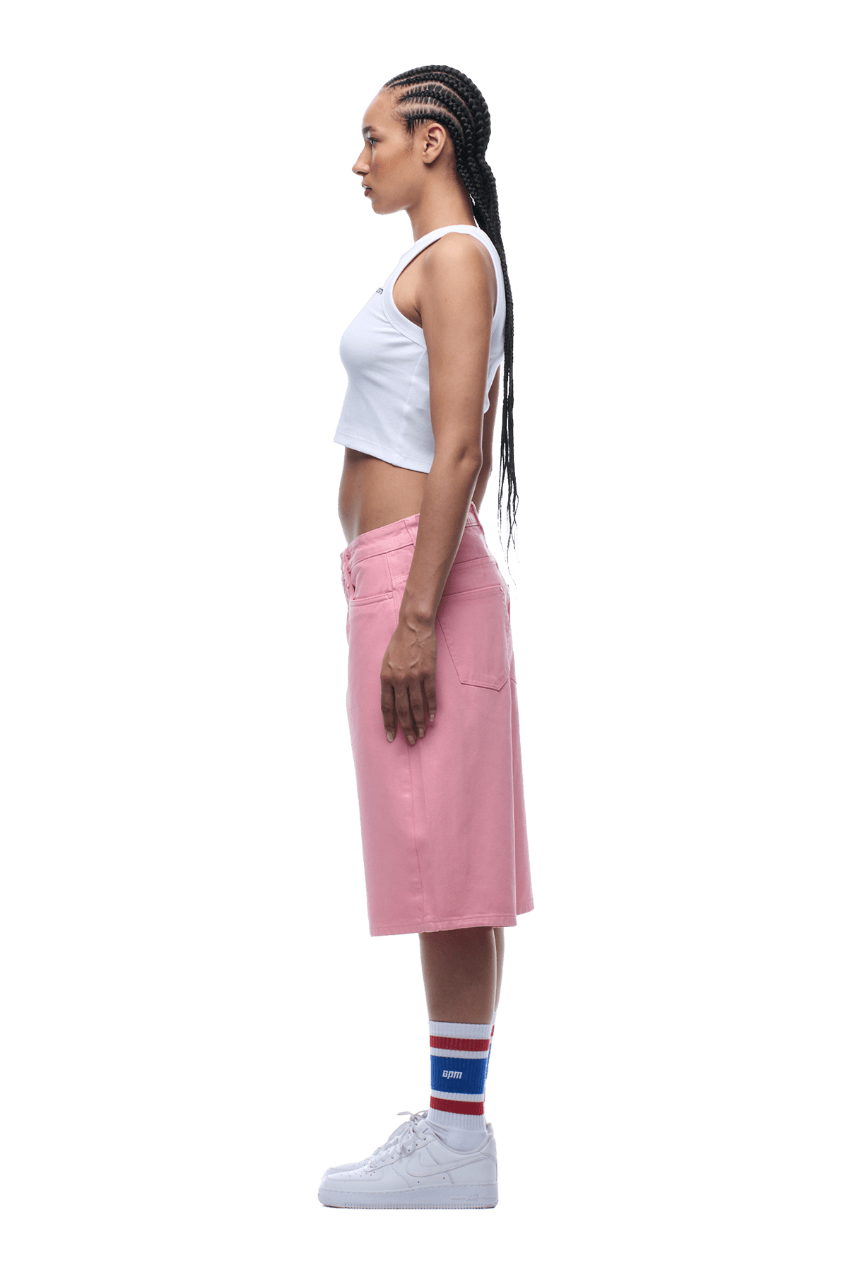COATED DENIM SHORTS PINK